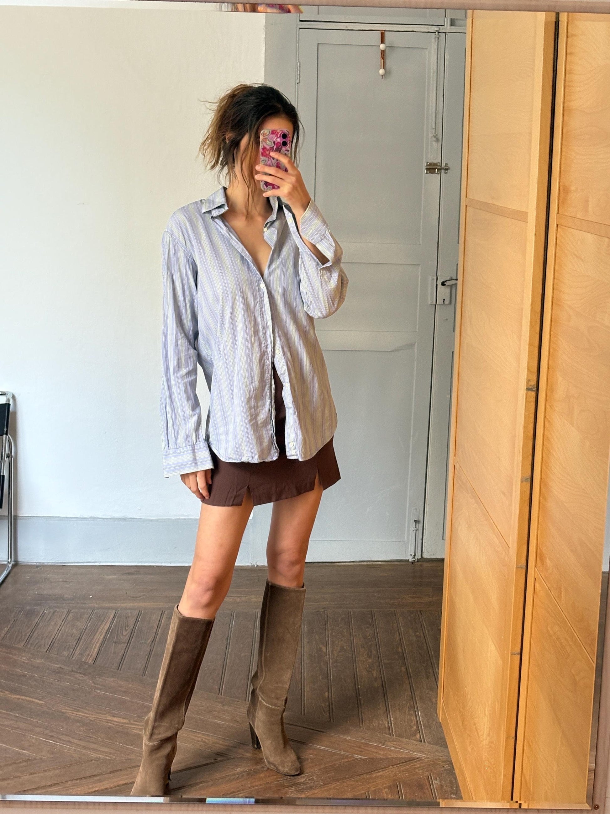 Vintage designer Etro button up shirt. Striped oxford blouse