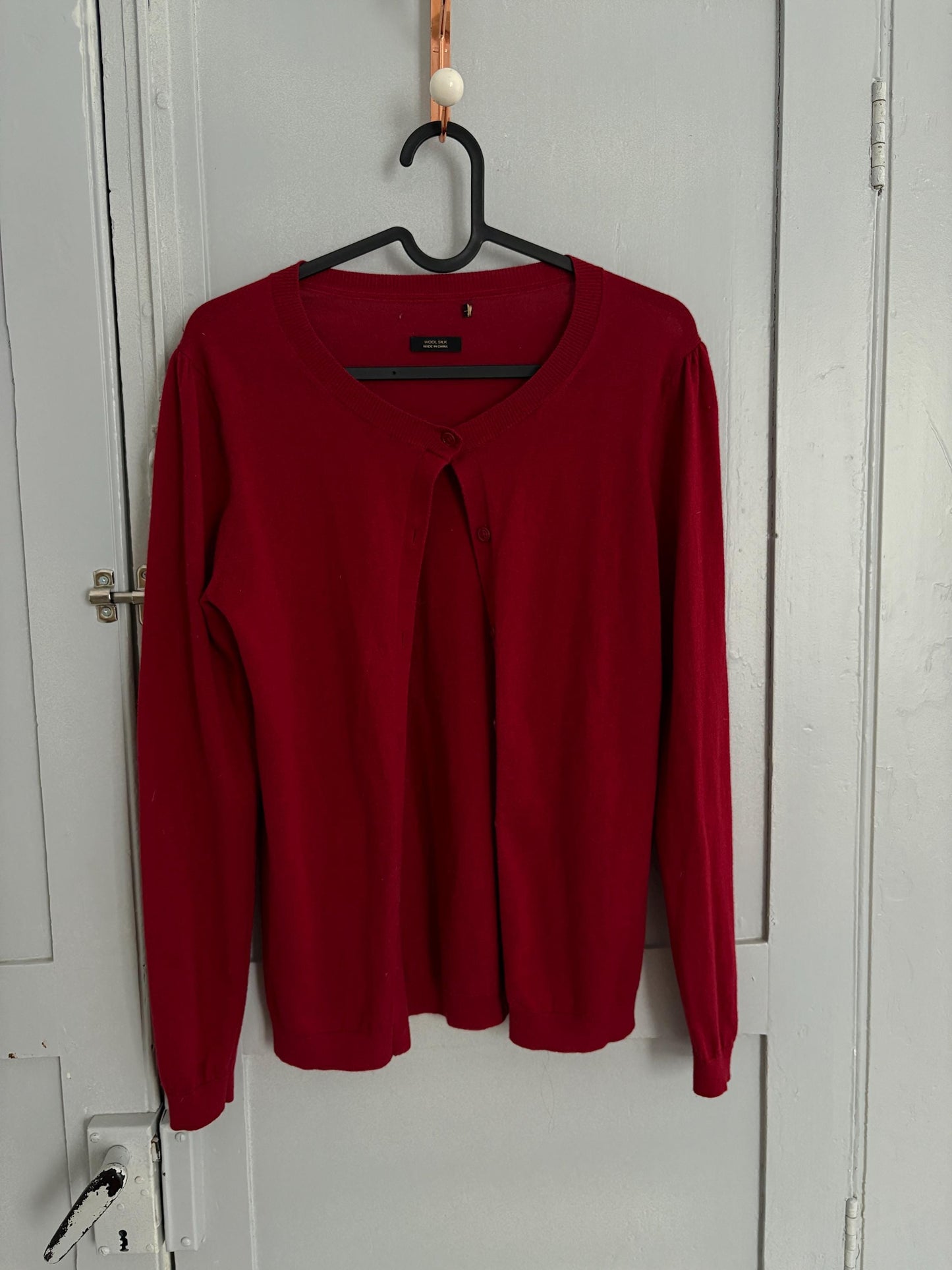 Vintage Red Silk Wool Blend Cardigan | Massimo Dutti | Soft Girl Academia
