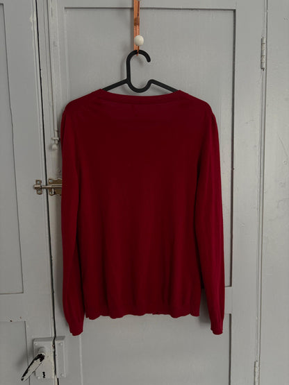 Vintage Red Silk Wool Cardigan — additional view 9