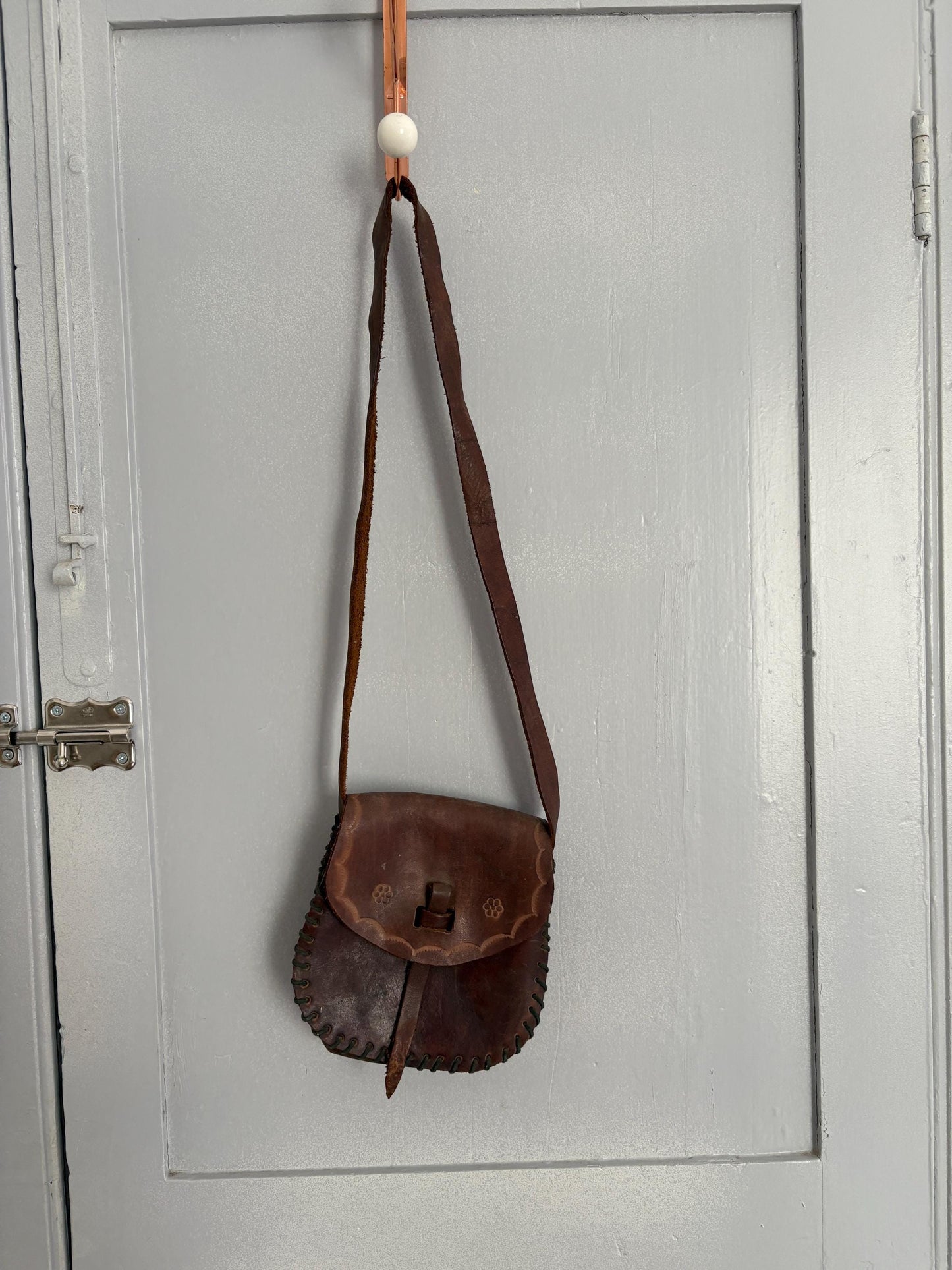 Vintage Hand-Tooled Leather Mini Shoulder Bag | Boho Festival Crossbody