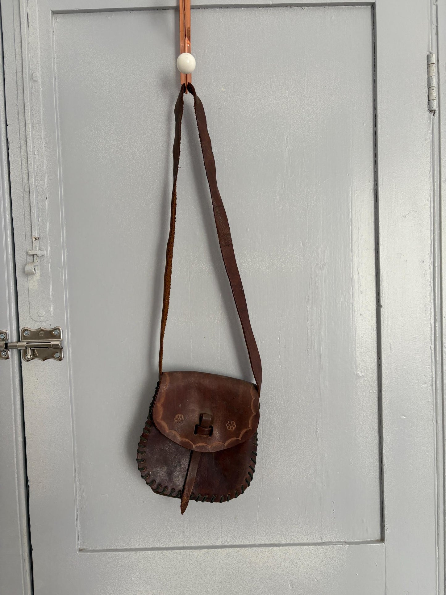 Vintage Hand-Tooled Leather Mini Shoulder Bag | Boho Festival Crossbody