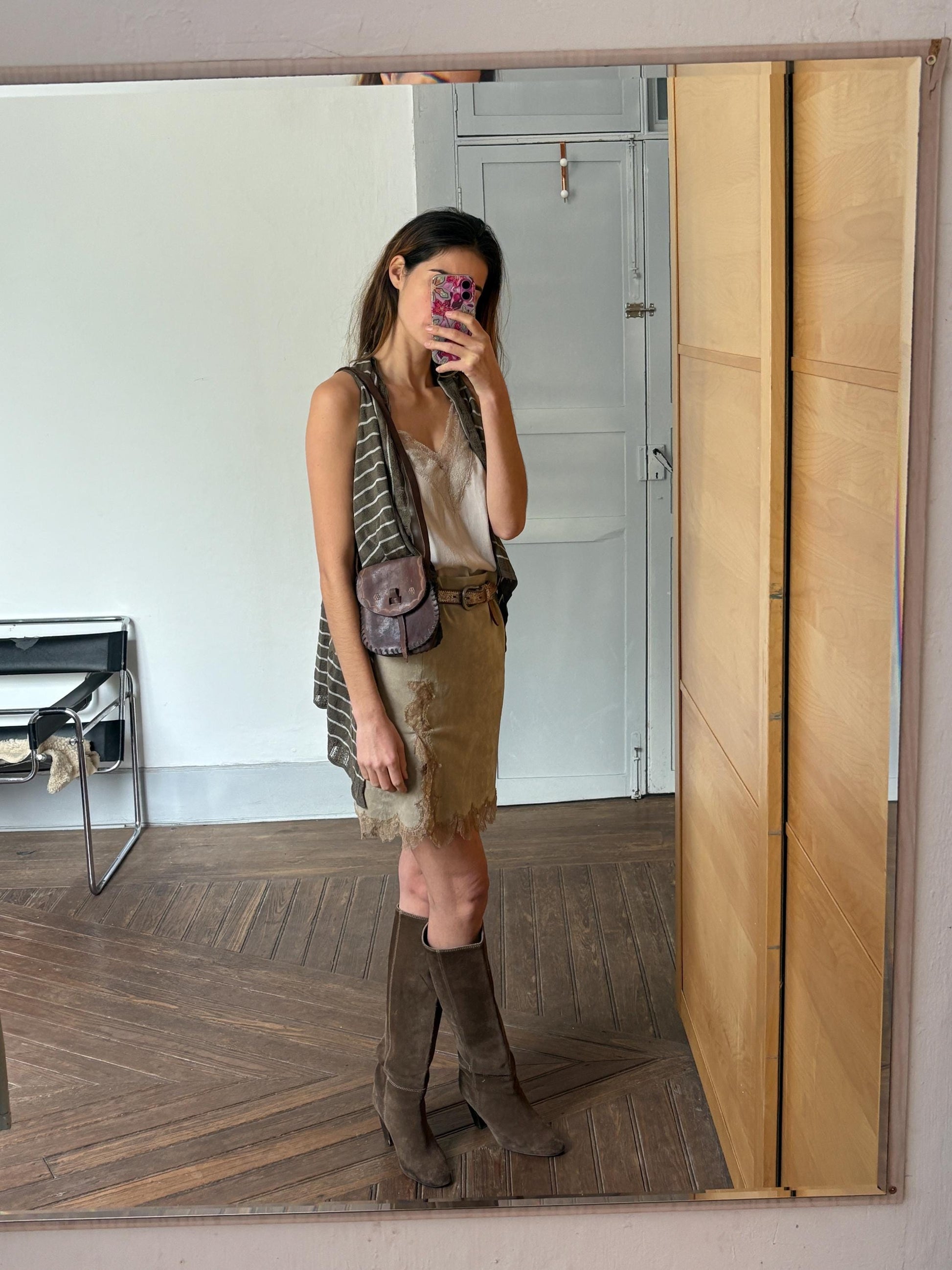 Vintage Hand-Tooled Leather Mini Shoulder Bag | Boho Festival Crossbody