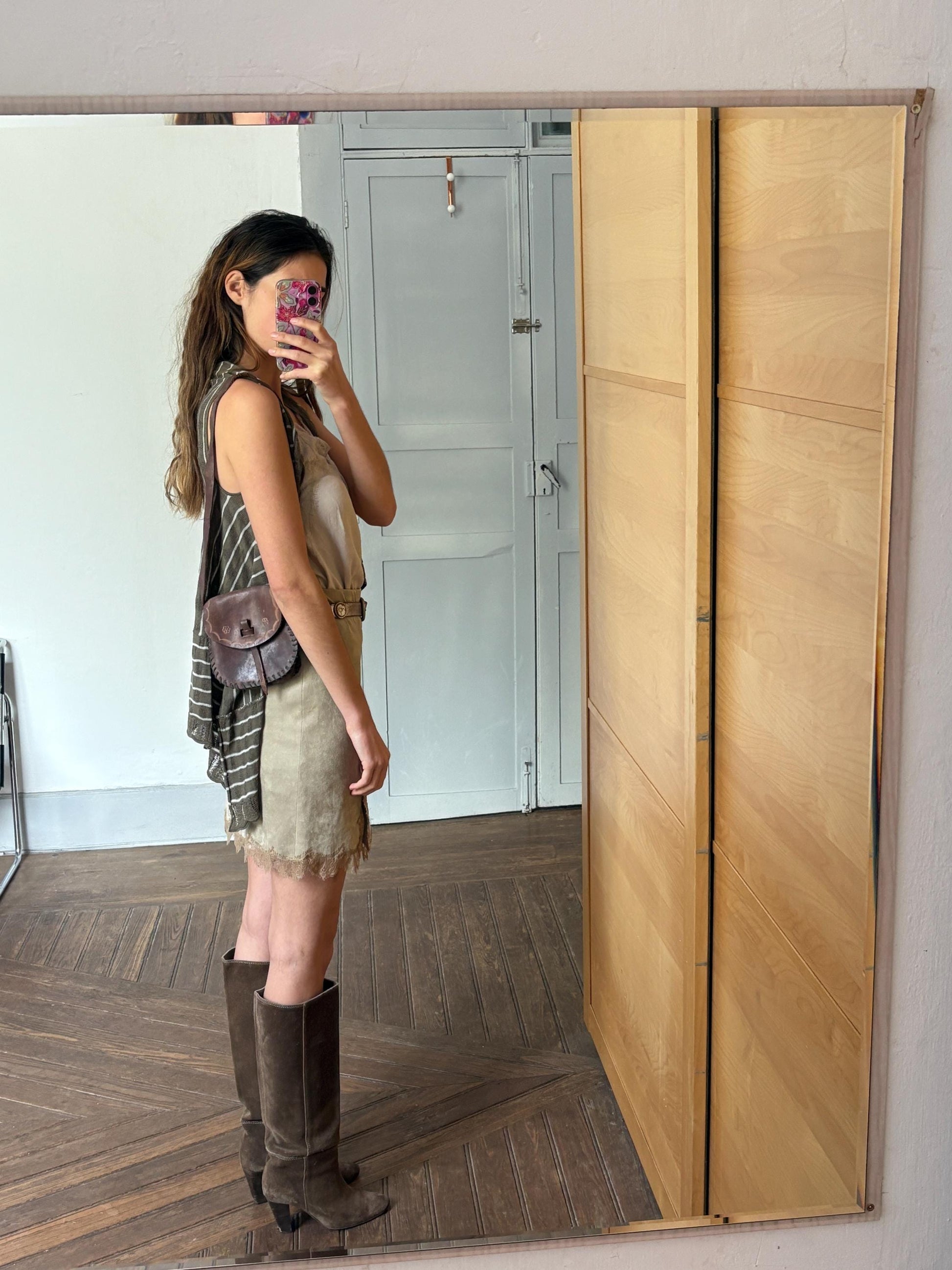 Vintage Hand-Tooled Leather Mini Shoulder Bag | Boho Festival Crossbody