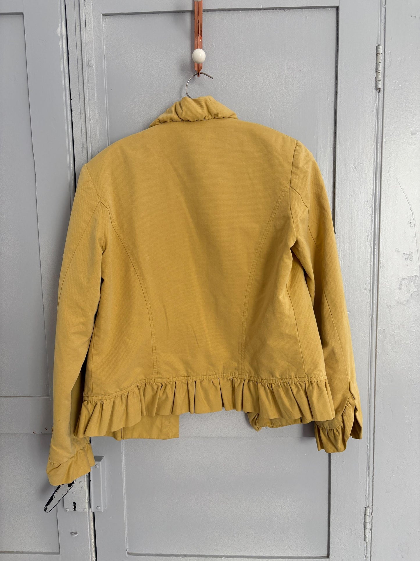 Vintage Ruffle Jacket | Soft Yellow La Ligna Blazer | 90s Feminine Academia