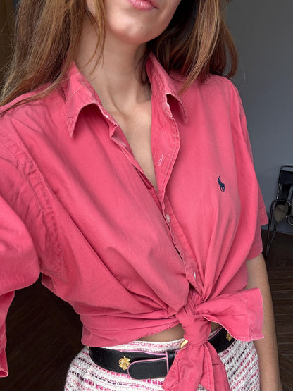 Classic Red Polo Button-Up Shirt