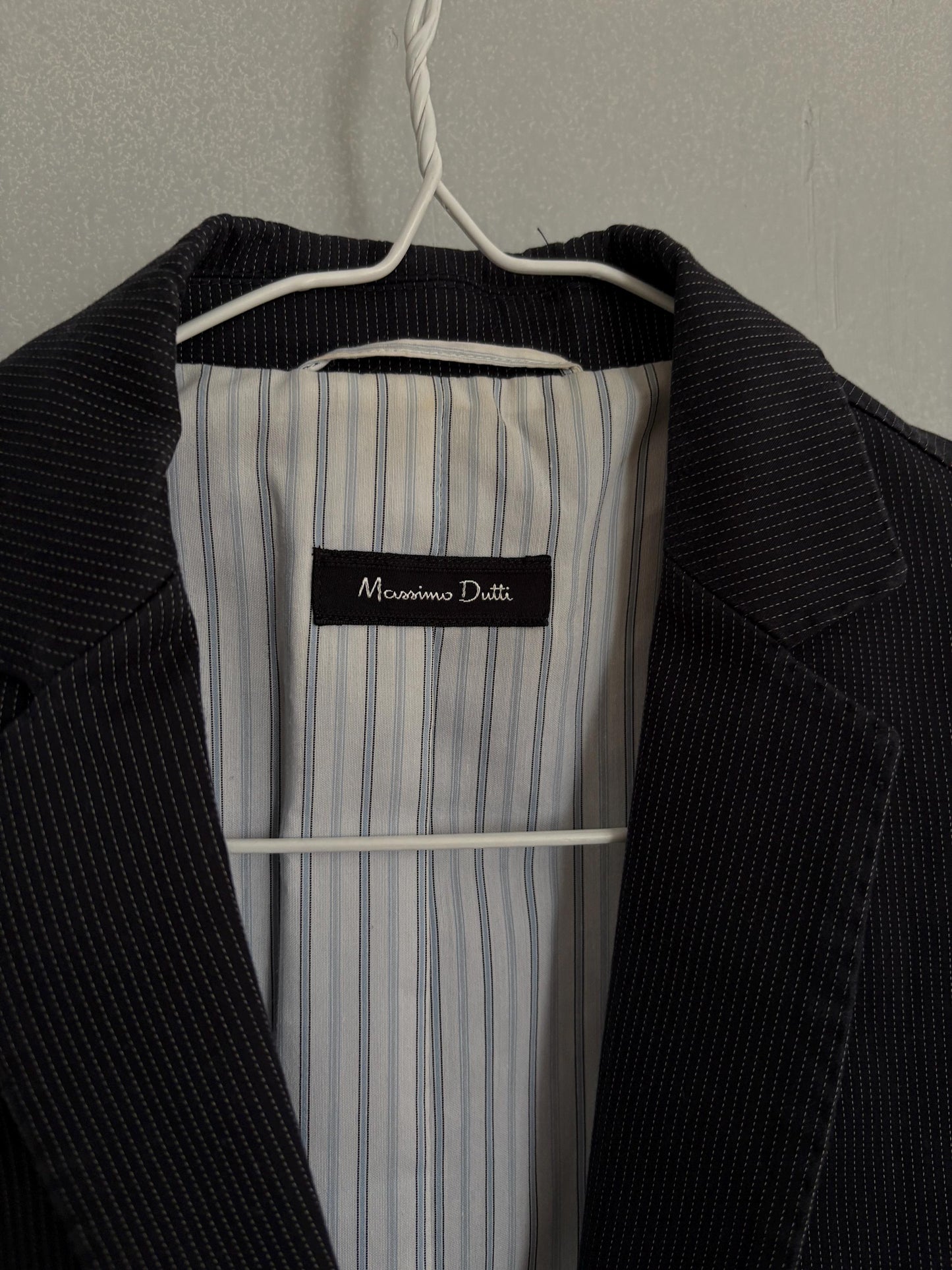 Vintage Massimo Dutti pinstripe blazer, Luxury dark blue Americana, Formal Dark academia autumn jacket, XS