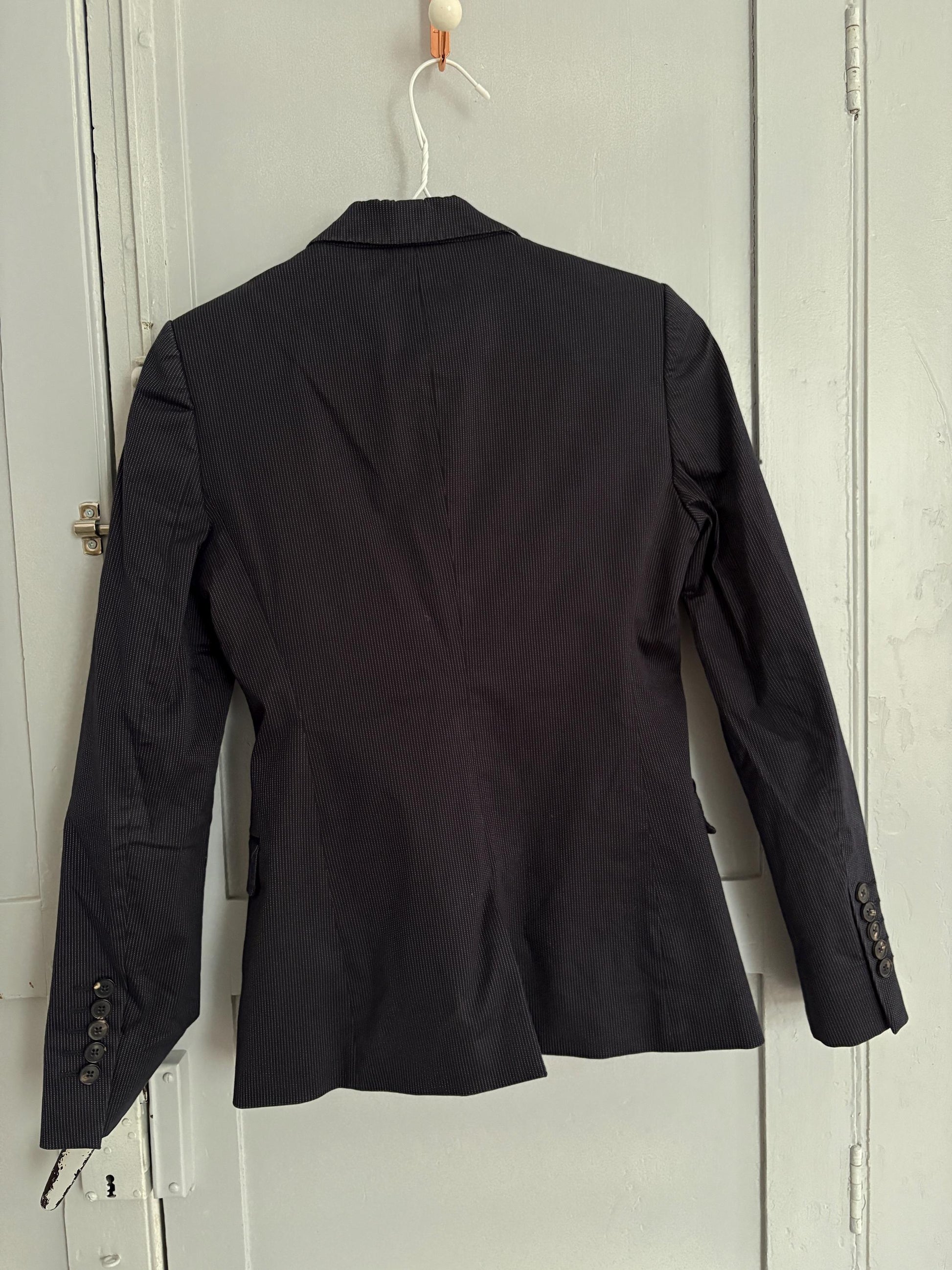 Vintage Massimo Dutti pinstripe blazer, Luxury dark blue Americana, Formal Dark academia autumn jacket, XS