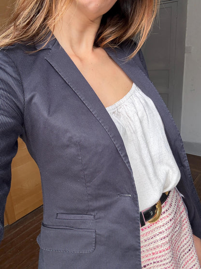 Vintage Massimo Dutti Pinstripe Blazer — fabric close-up