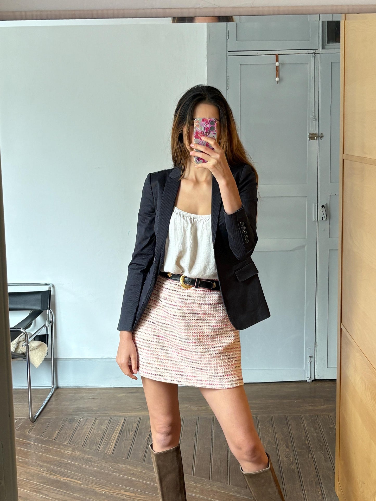 Vintage Massimo Dutti pinstripe blazer, Luxury dark blue Americana, Formal Dark academia autumn jacket, XS