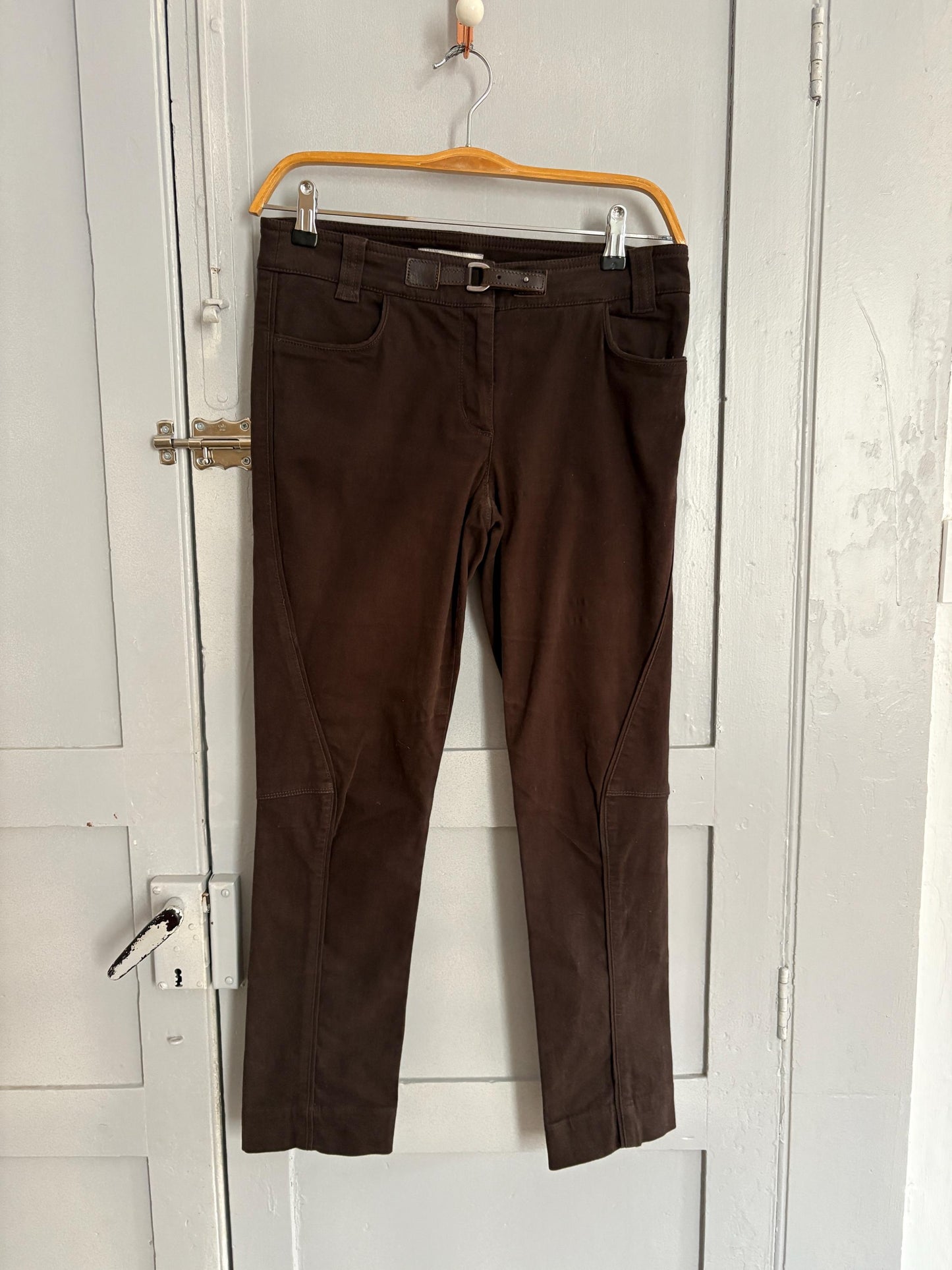 Vintage Henry Cottons luxury trousers, Dark brown low waist cropped capri pants, S