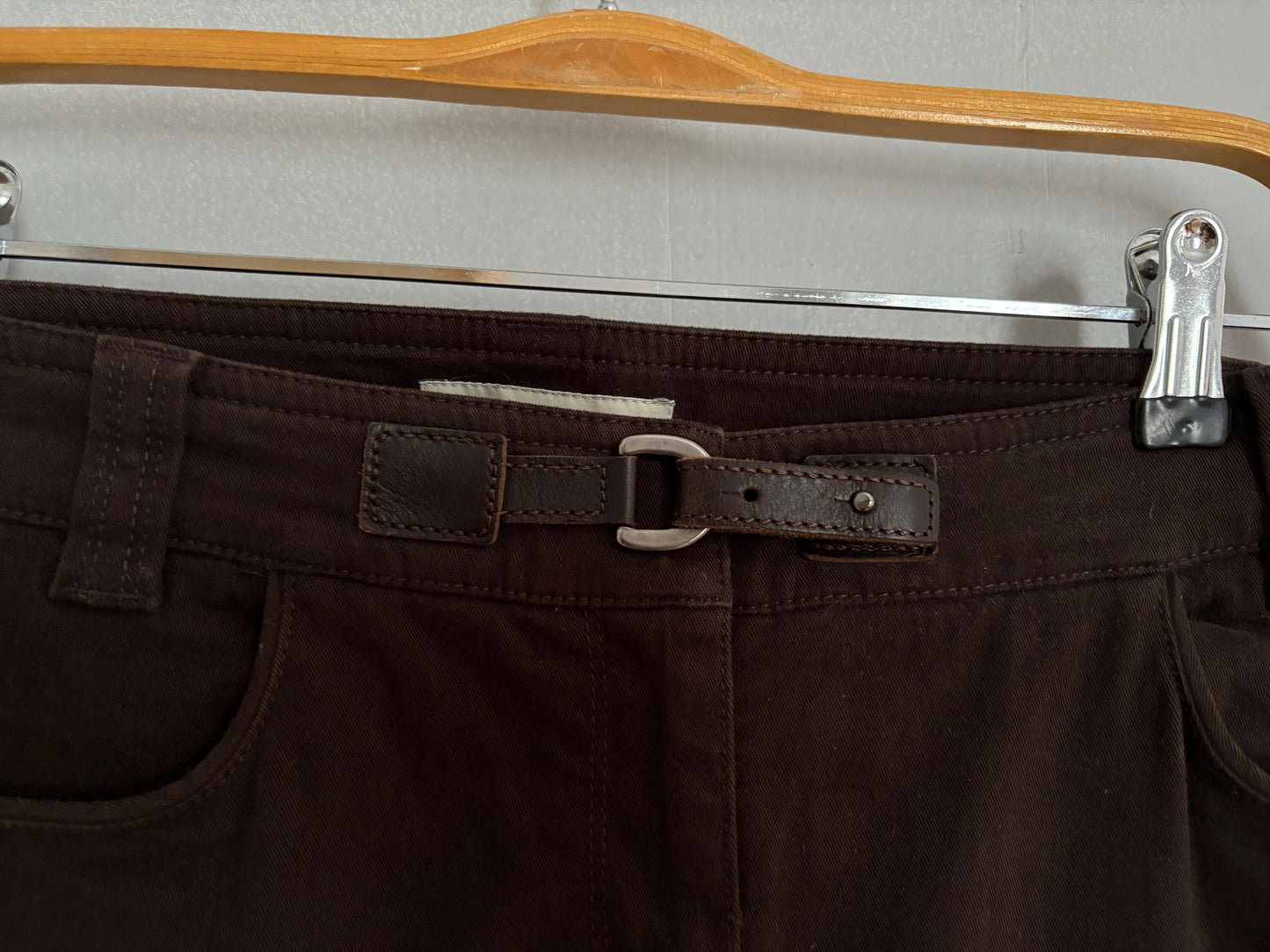 Vintage Henry Cottons luxury trousers, Dark brown low waist cropped capri pants, S