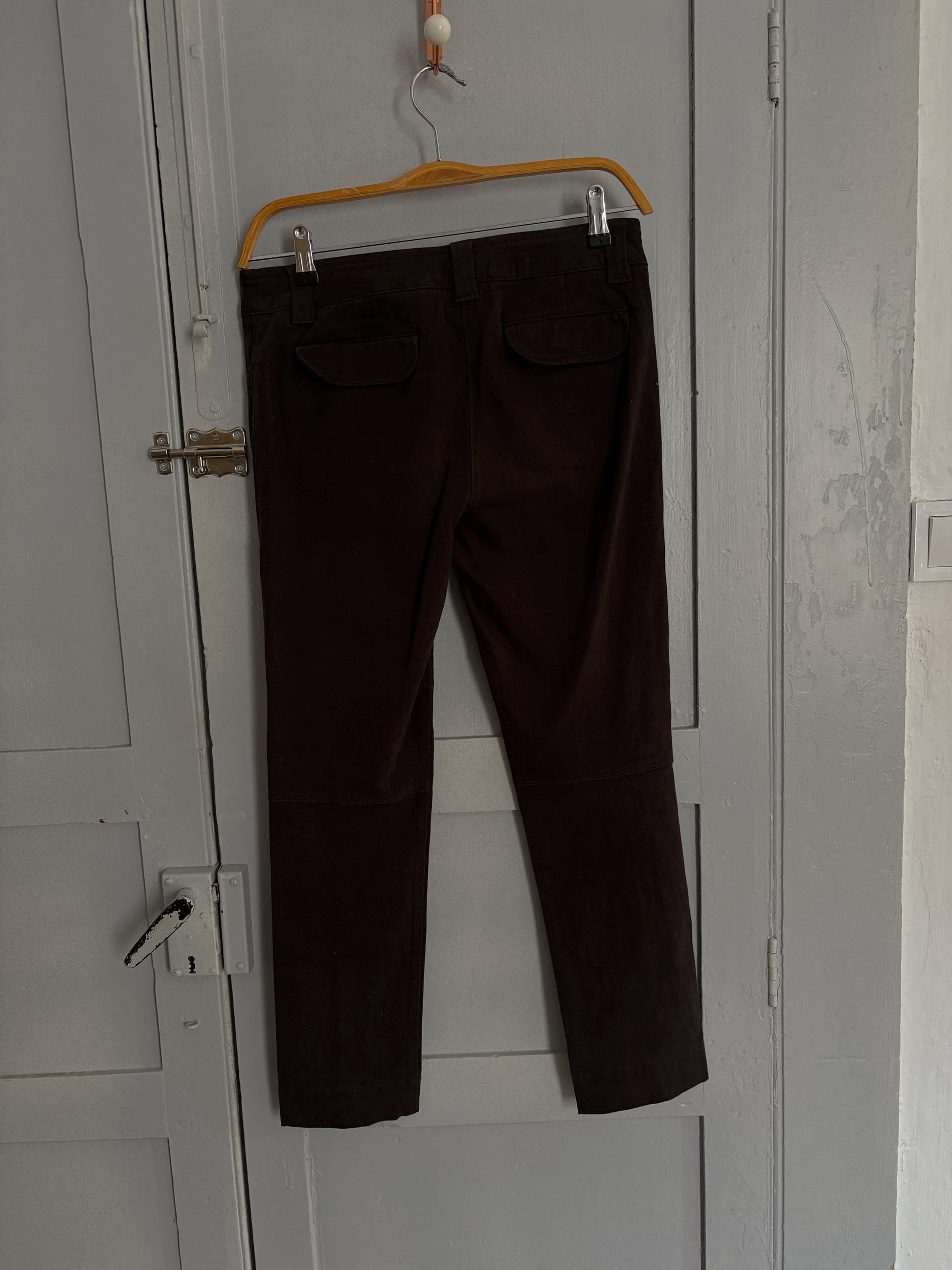 Vintage Henry Cottons luxury trousers, Dark brown low waist cropped capri pants, S
