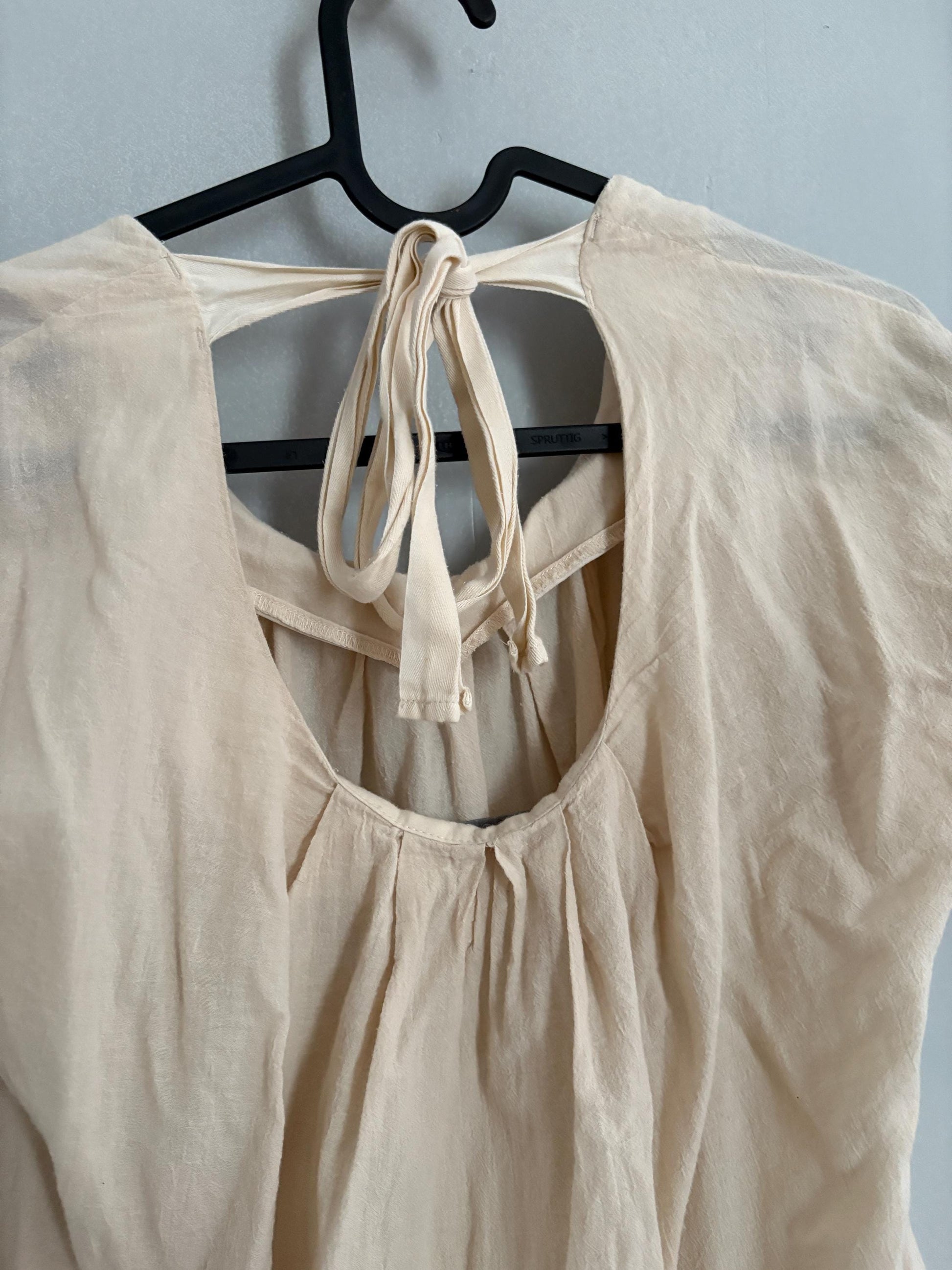 Vintage earthy light beige COS cotton shirt, Luxury minimalist elegant off white oatmeal t - shirt, XS