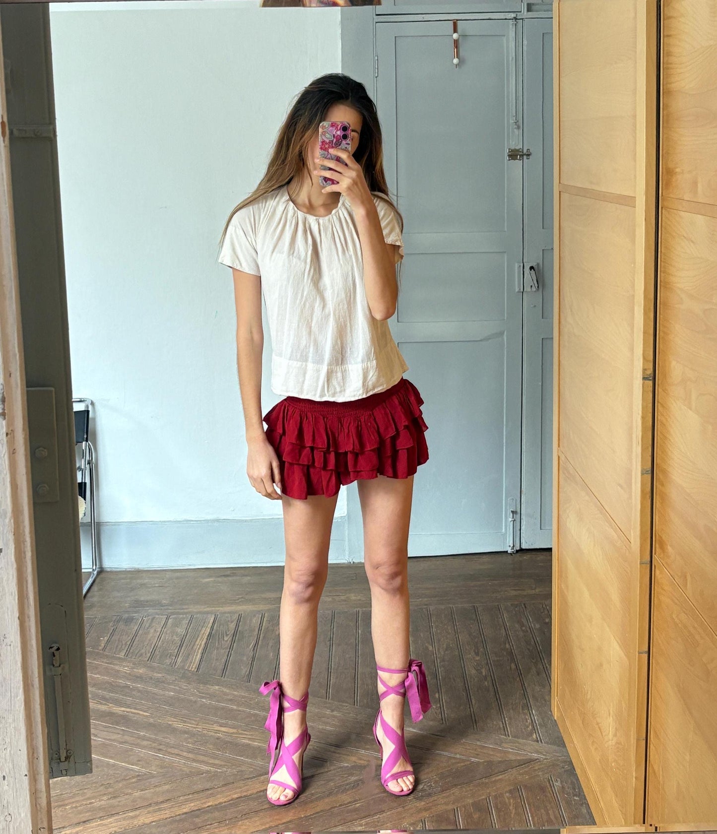 Vintage earthy light beige COS cotton shirt, Luxury minimalist elegant off white oatmeal t - shirt, XS