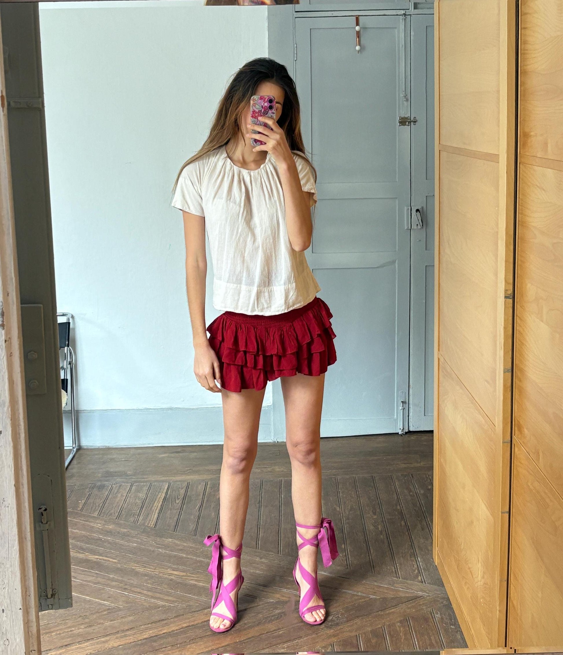 Vintage earthy light beige COS cotton shirt, Luxury minimalist elegant off white oatmeal t - shirt, XS