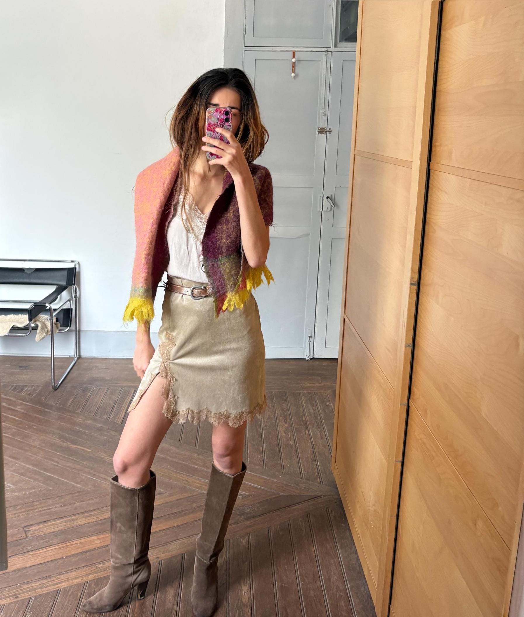 Mohair scarf, fluffy wide blend winter scarf, Christmas gift