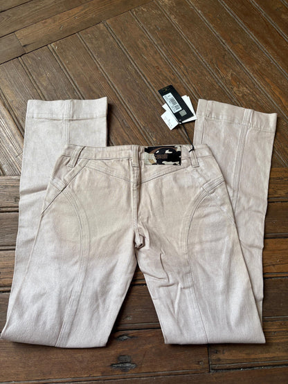 Beige Vintage Just Cavalli Low Rise Jeans — fabric close-up