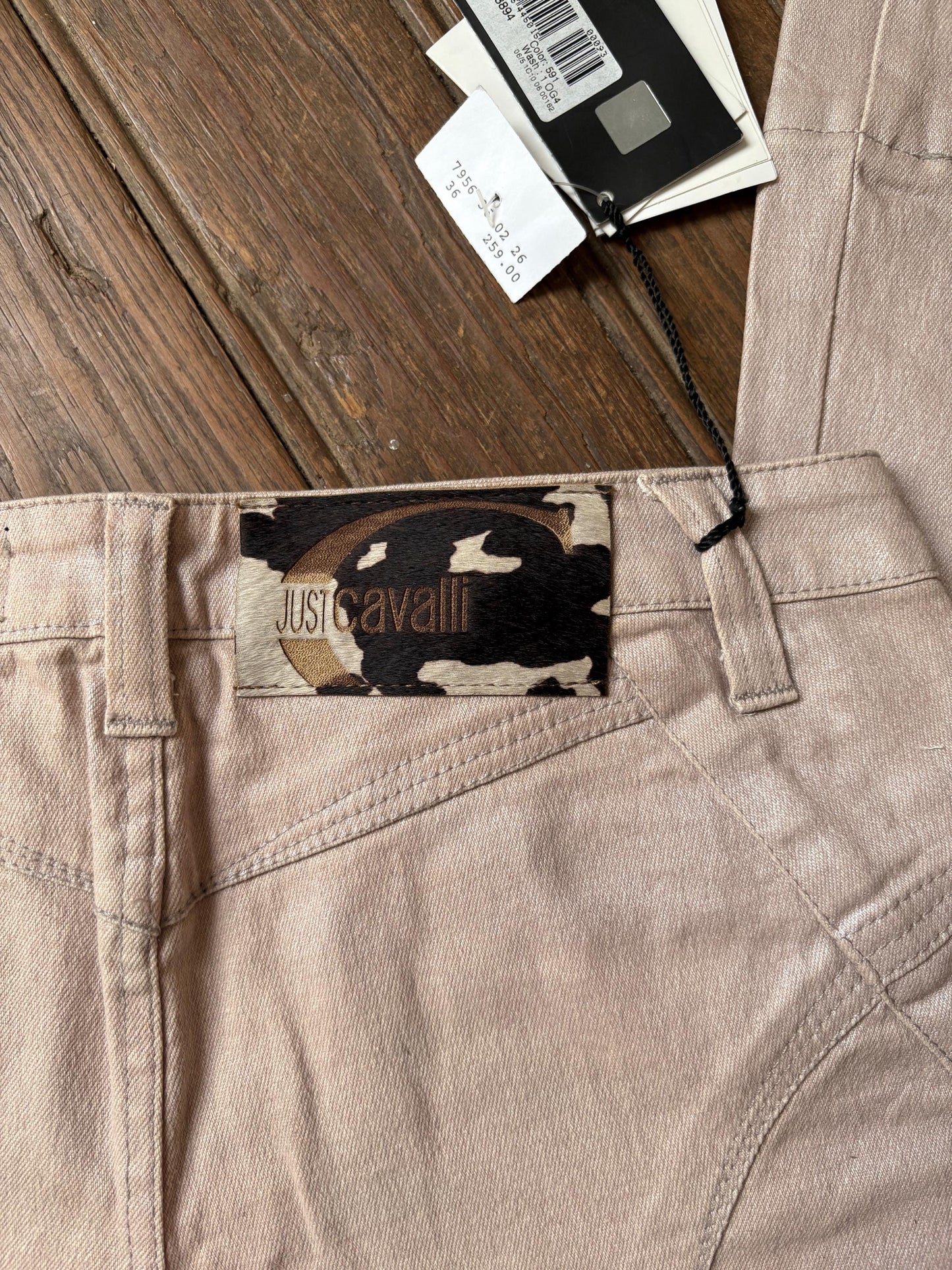 Vintage Just Cavalli low rise jeans, Beige low waist Y2K aesthetic trousers, Sexy straight leg denim pants, S