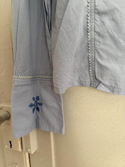 Vintage Versace Sport button down shirt, Light blue cotton long sleeve blouse, Made in Italy shirt, S
