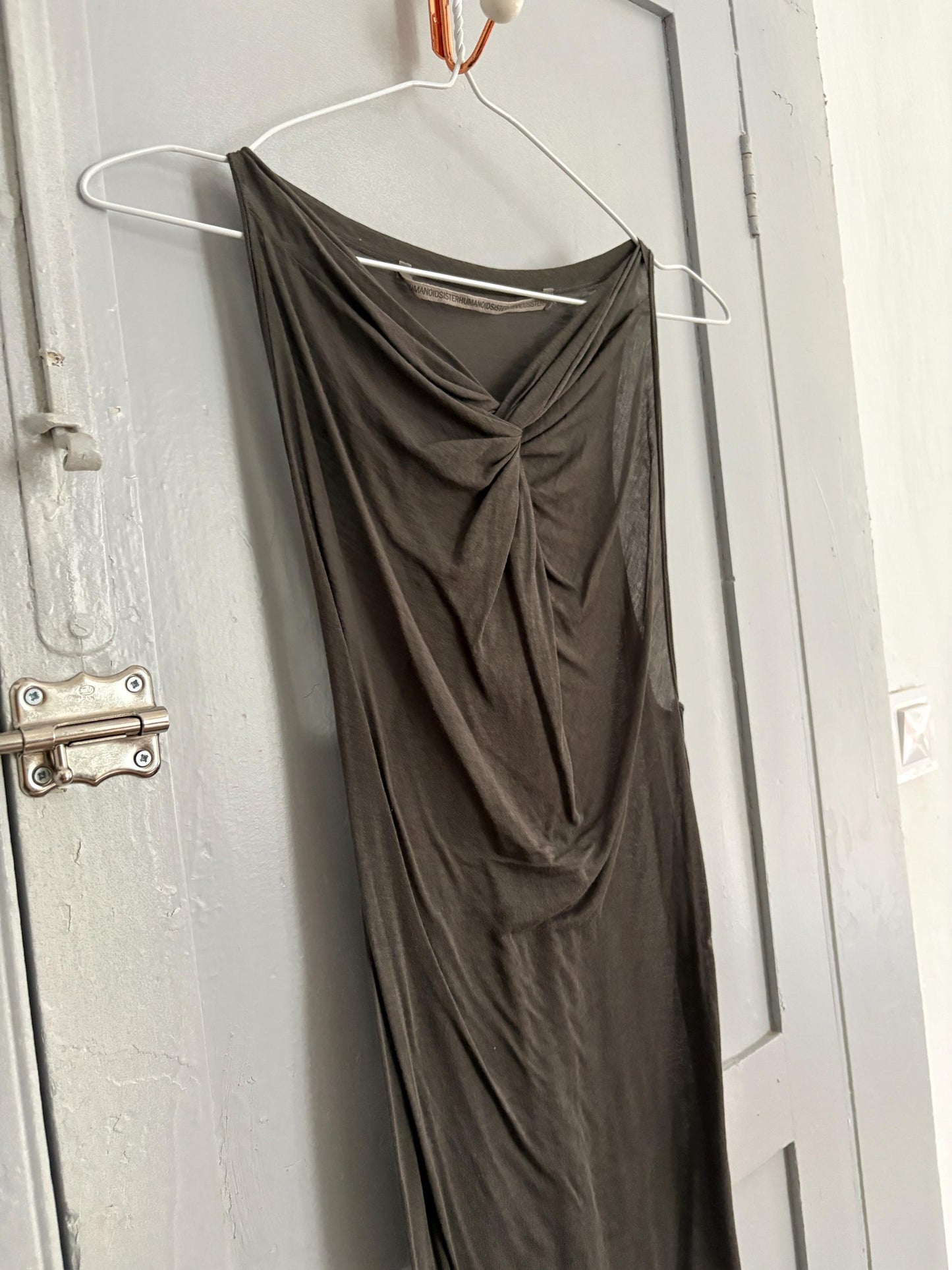 Vintage Humanoid delicate body, Soft sheer grey woman top, Designer wear, S