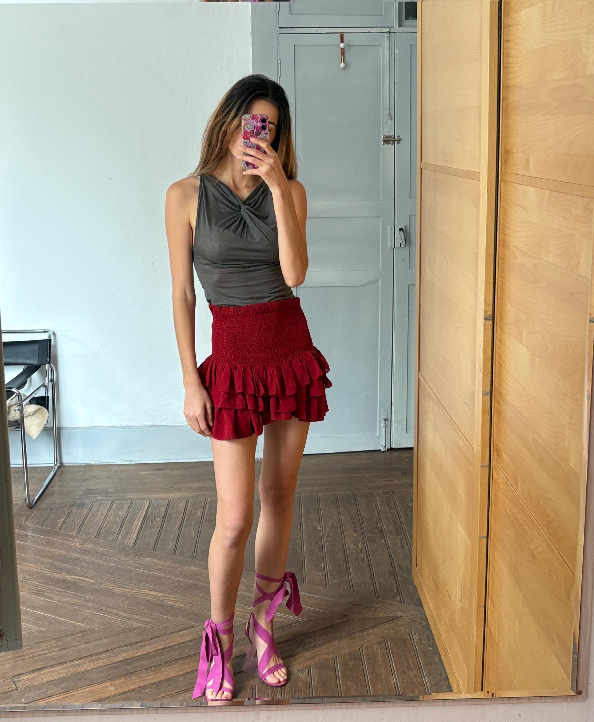 Vintage Humanoid delicate body, Soft sheer grey woman top, Designer wear, S