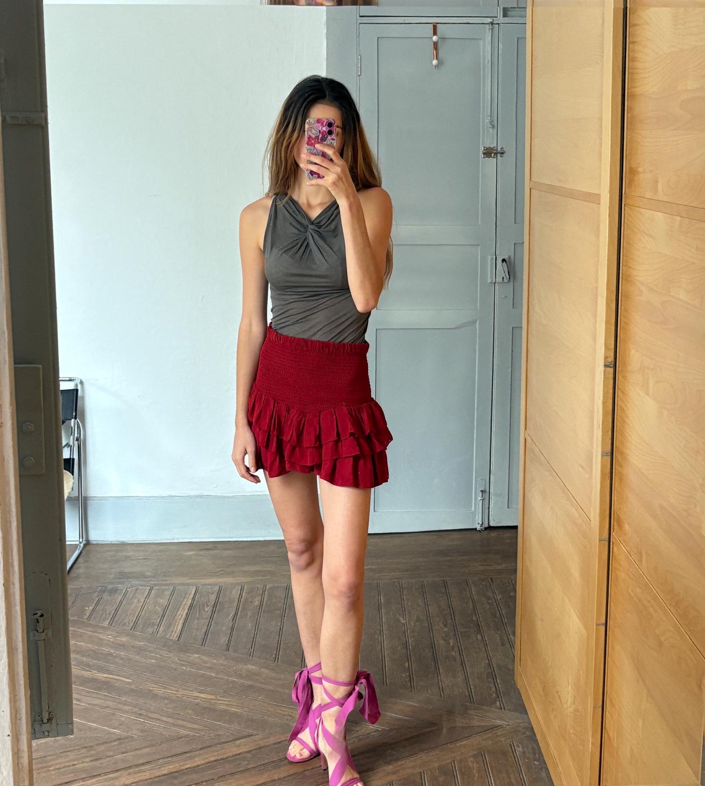 Vintage Humanoid delicate body, Soft sheer grey woman top, Designer wear, S