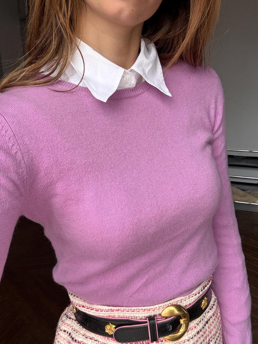 100 % Cashmere Lilac Luxe Jumper - Long sleeved super soft Vintage pullover, Wool winter Jumper, Size XS