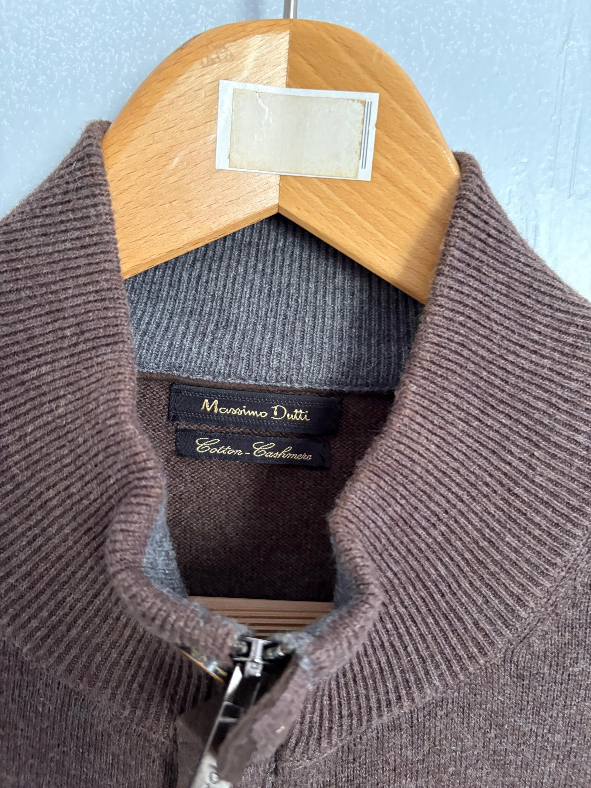 Chocolate brown vintage cotton - cashmere Massimo Dutti Luxe cardigan - Long sleeved vest, Super soft winter knit shirt, Designer Jumper, M