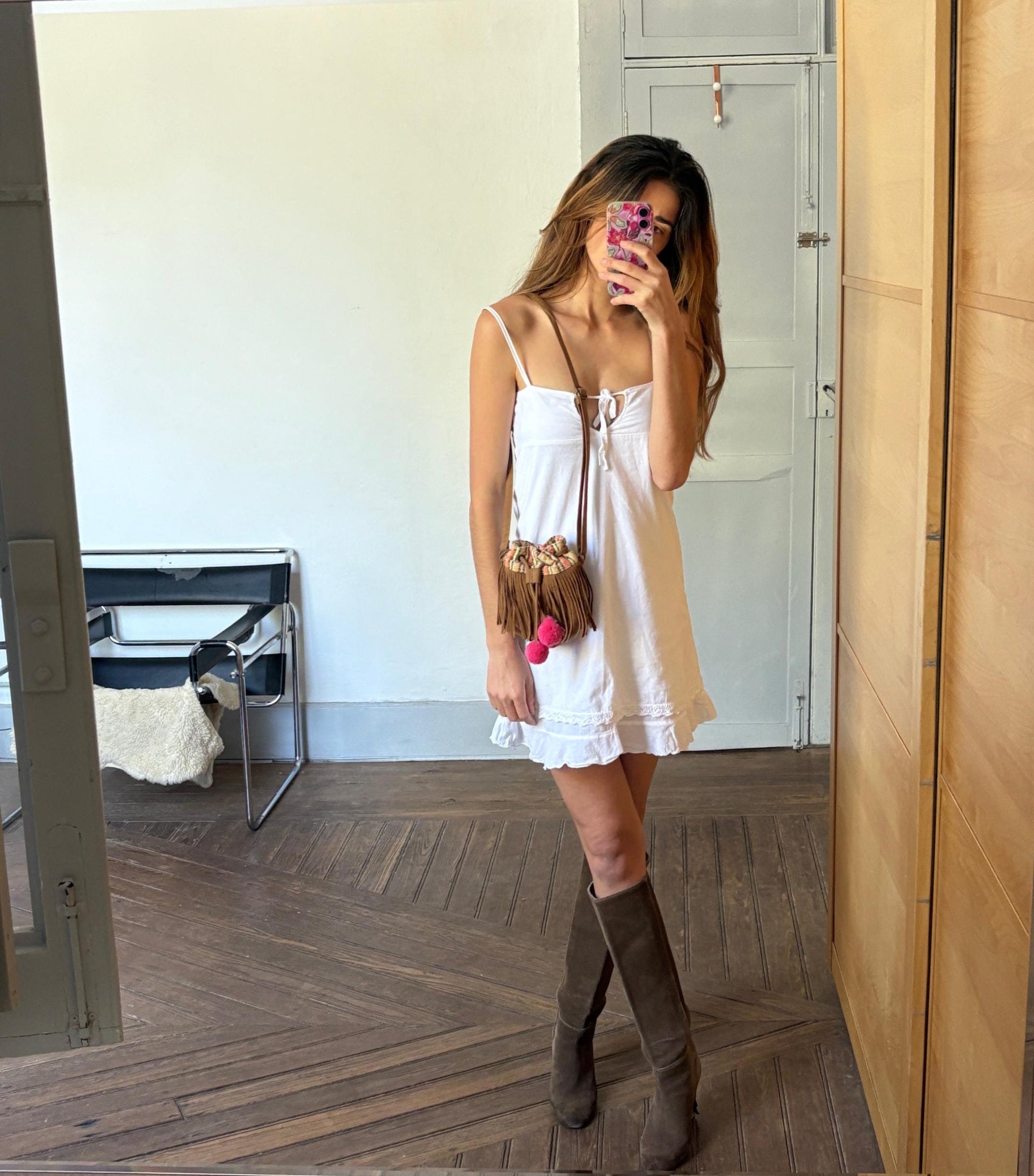 Vintage Boho Fringe Crossbody Bag | Festival Pom-Pom Mini Purse