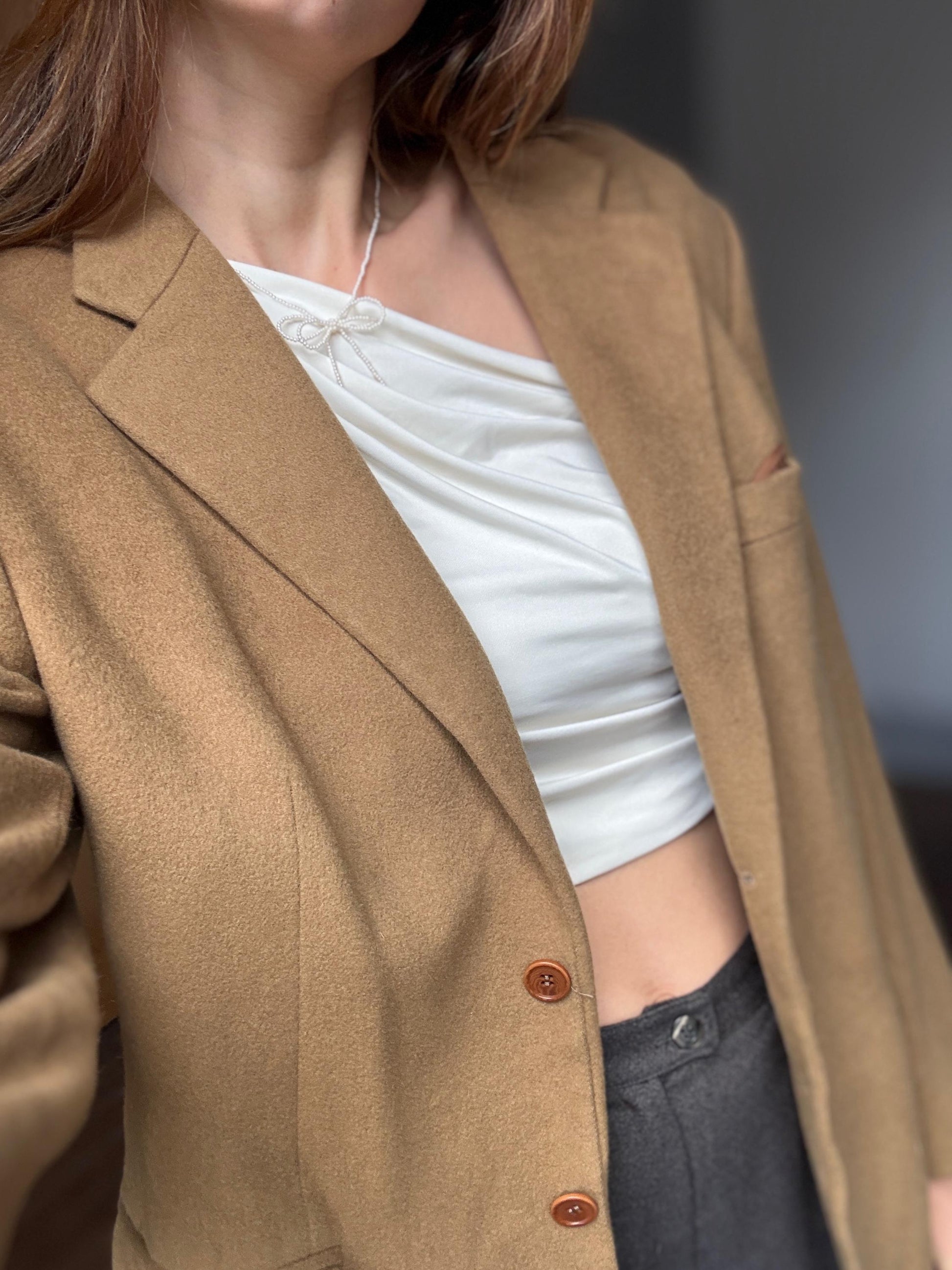 Pure cashmere tan double breasted blazer, Professional Italian design suit jacket, Men's formal evening blazer, Light Academia wear, XL