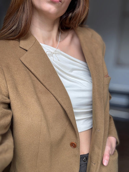Tan Cashmere Double Breasted Blazer — detail