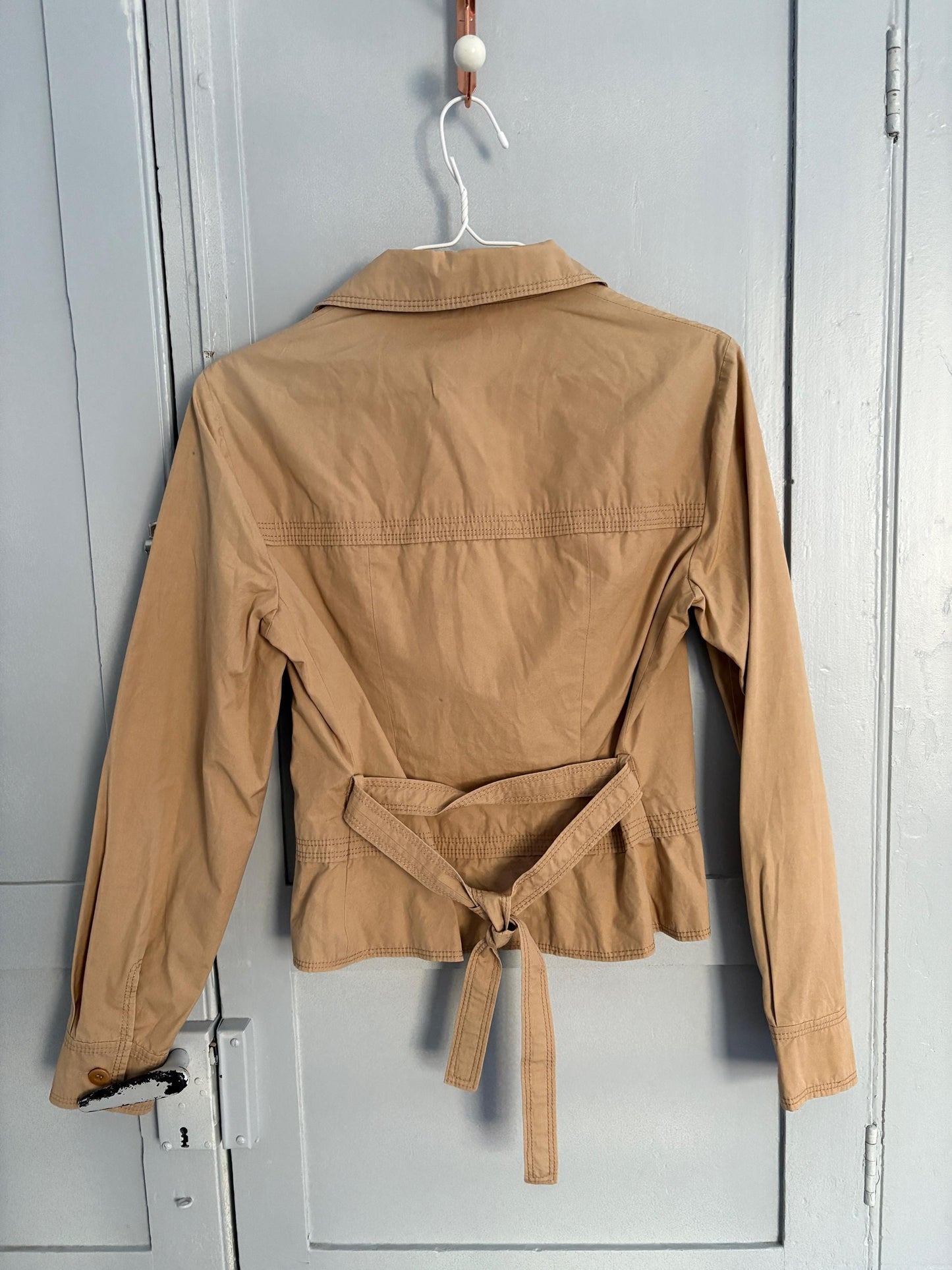 Vintage Philosophy di Alberta Ferretti beige summer jacket, Formal light brown designer blazer, Elegant woman coat, US 4–6