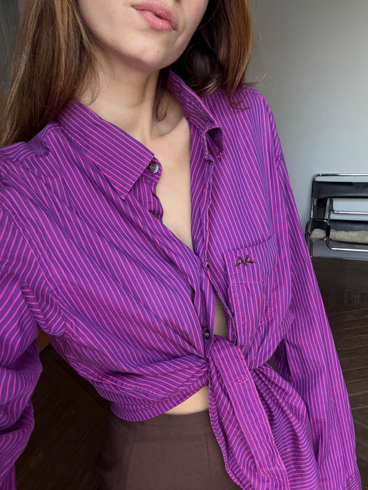 Vintage Thomas Burberry by Burberry pink and purple striped button up, Original colourful Oxford shirt, Secondhand designer clothing