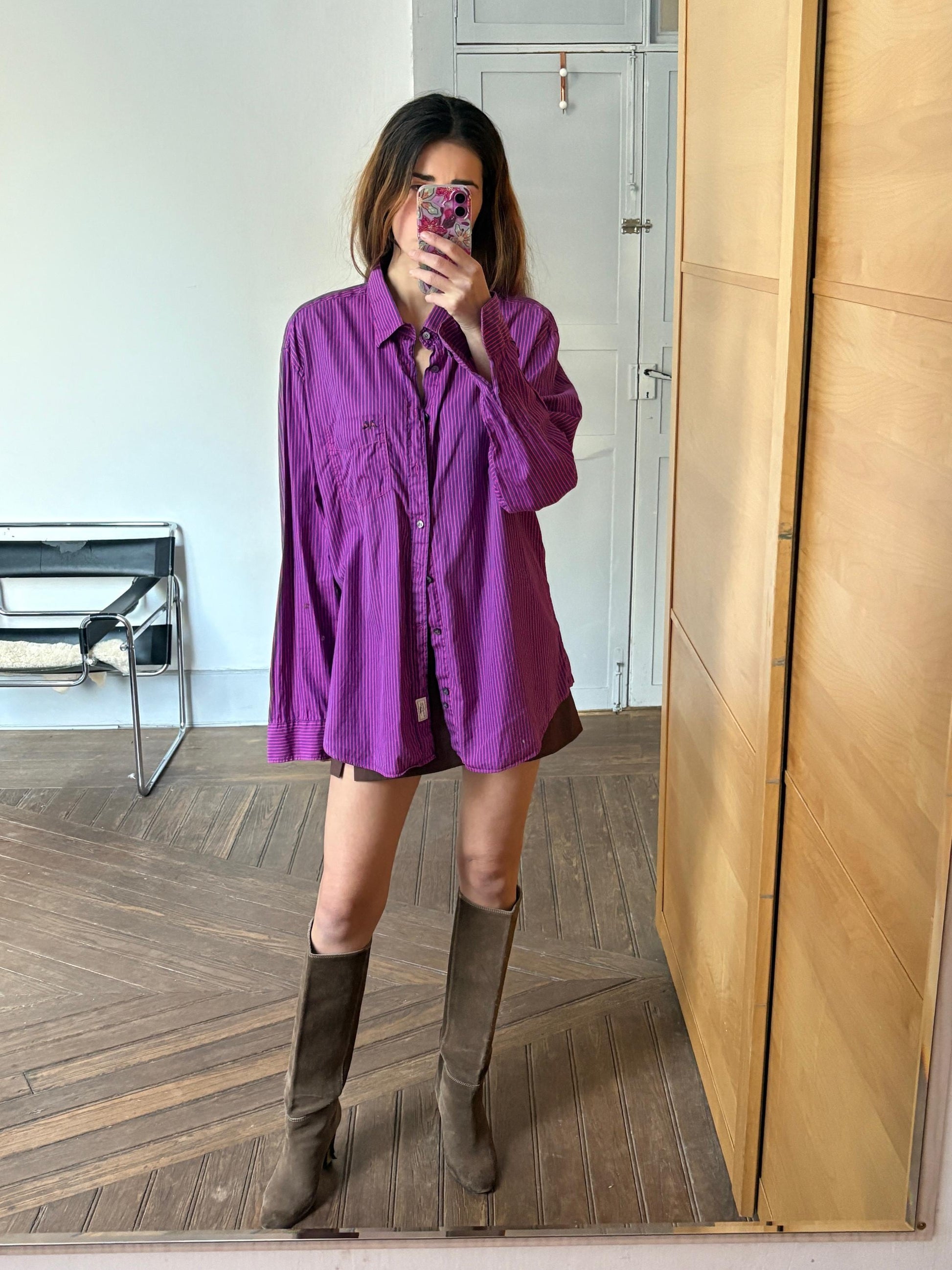 Vintage Thomas Burberry by Burberry pink and purple striped button up, Original colourful Oxford shirt, Secondhand designer clothing