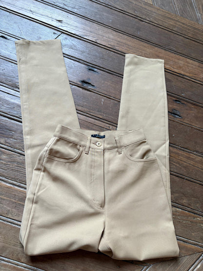 Vintage Sisley skinny pants, Beige High waist trousers, Made in Italy, Size EU 34 - US XXS