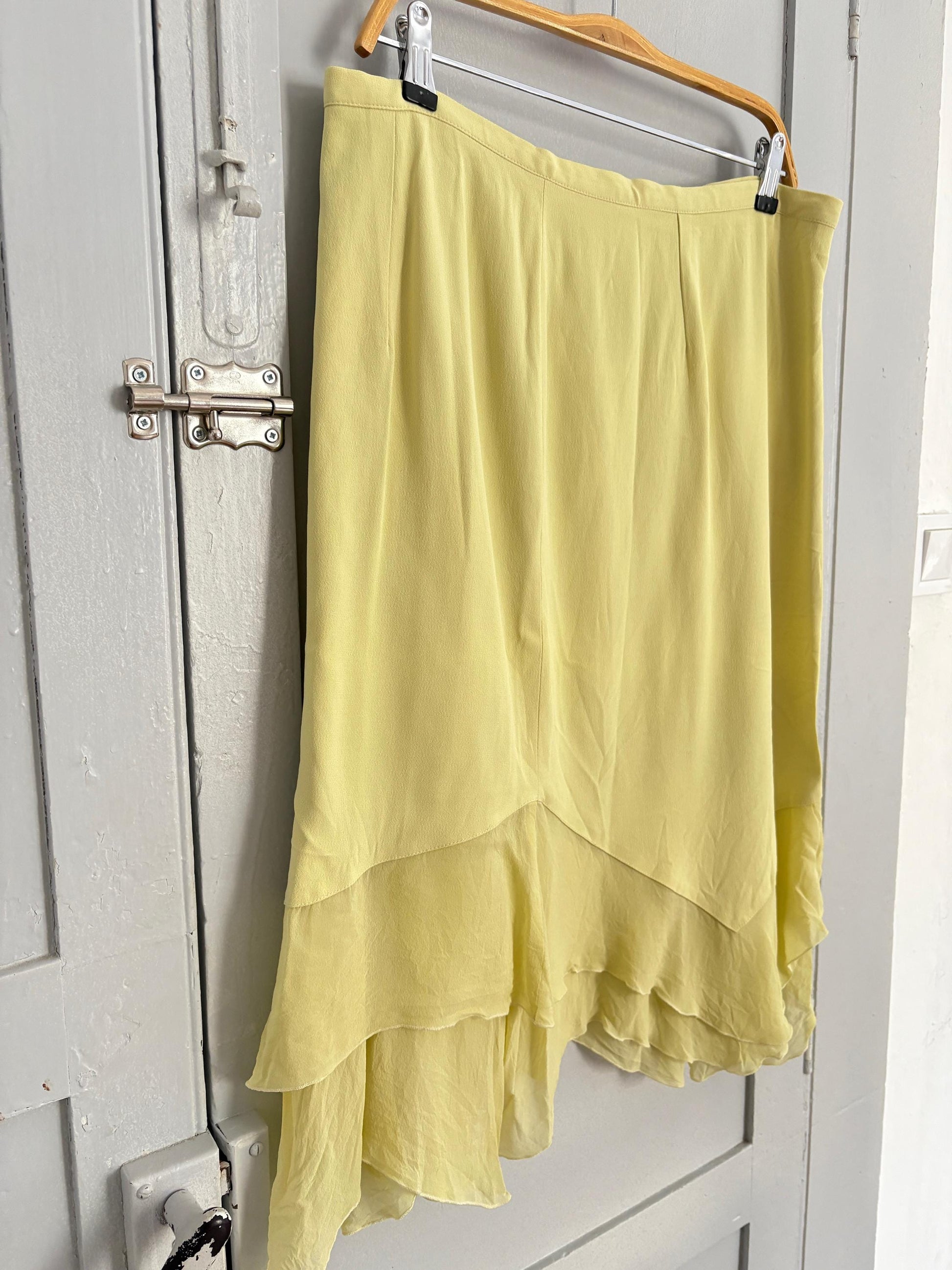 Vintage Marta Palmieri Green Skirt Made in Italy, Plus Size 18 / Dutch 46, High or Low Waist, Flowing Boho Style, Wedding guest skirt, US 18