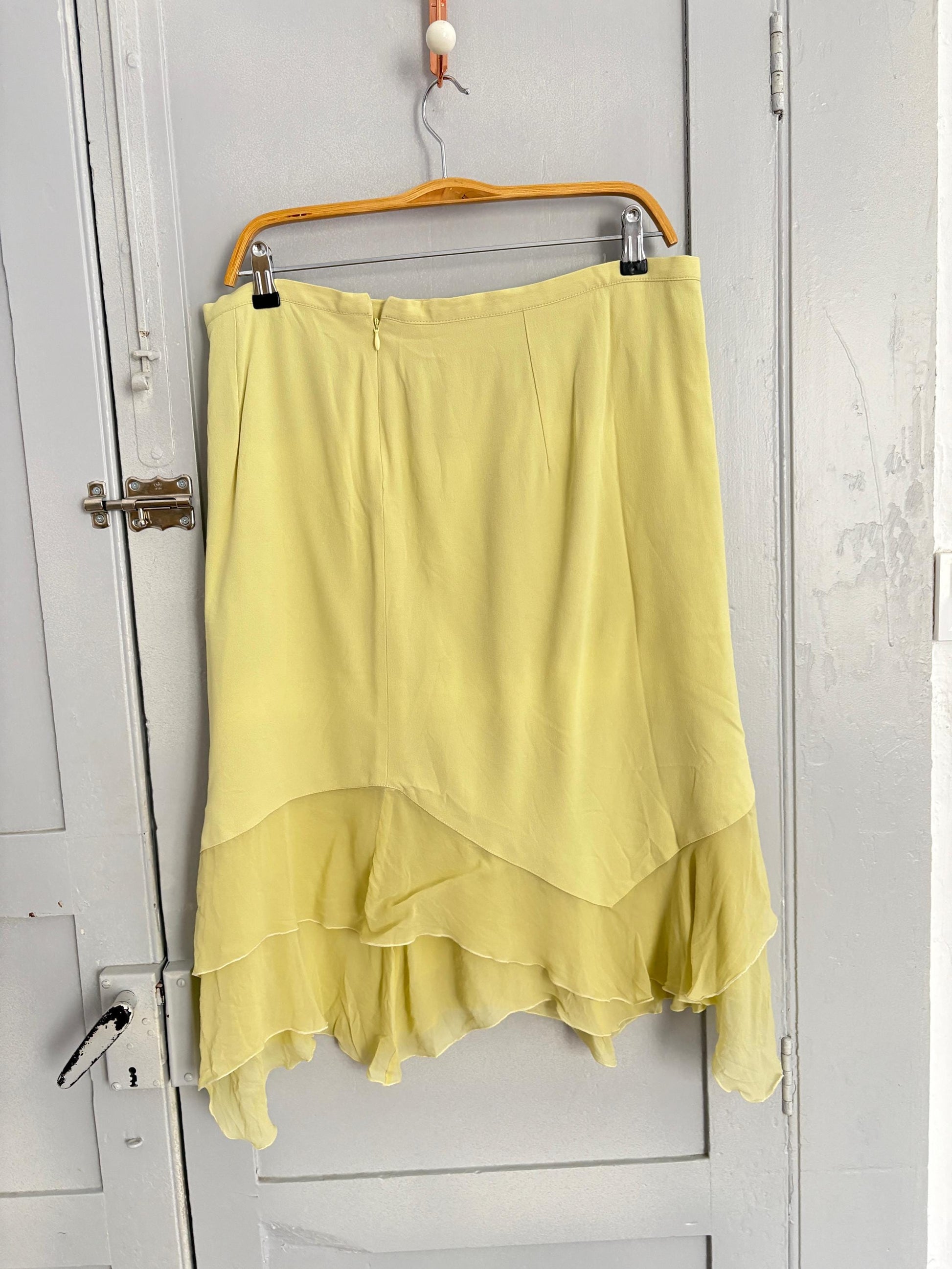 Vintage Marta Palmieri Green Skirt Made in Italy, Plus Size 18 / Dutch 46, High or Low Waist, Flowing Boho Style, Wedding guest skirt, US 18