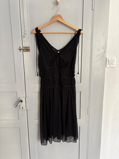 Italian Summer Casual Black V-Neck Dress — additional view 7