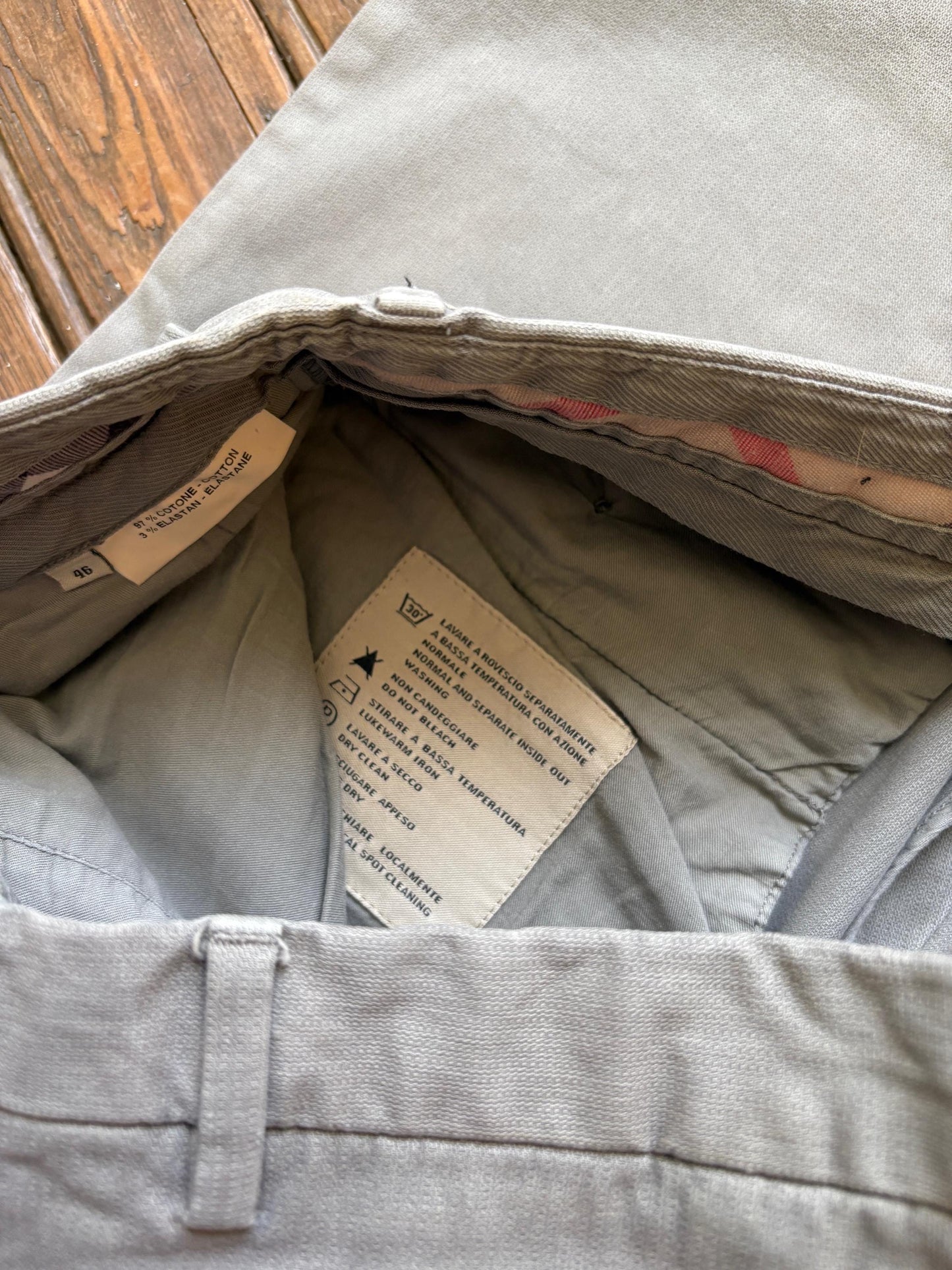 Vintage Burberry London MEN pants, Grey - Beige High luxury brand second hand trousers, Slim fit cotton pants, Size 46