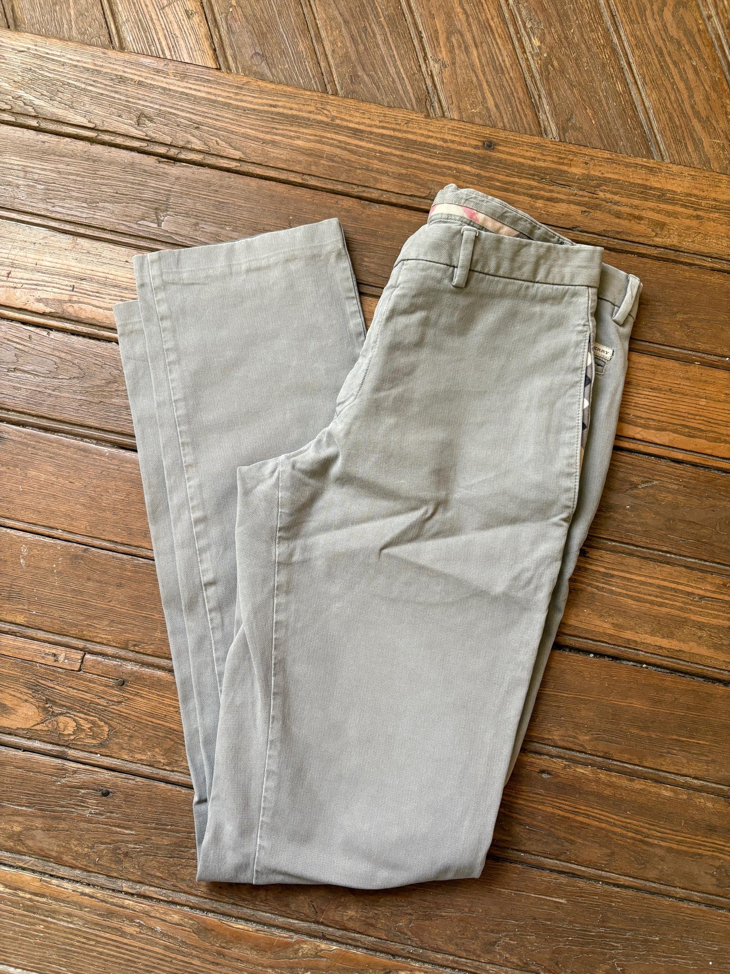 Vintage Burberry London MEN pants, Grey - Beige High luxury brand second hand trousers, Slim fit cotton pants, Size 46