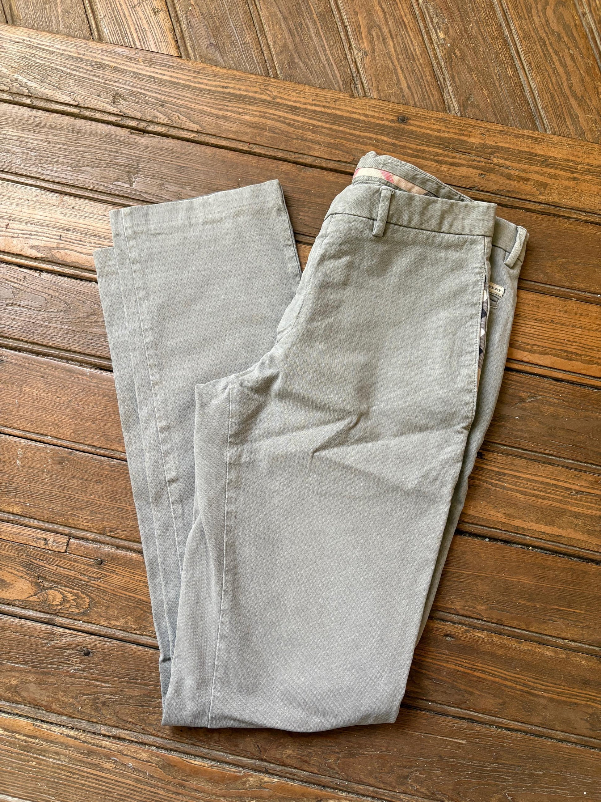 Vintage Burberry London MEN pants, Grey - Beige High luxury brand second hand trousers, Slim fit cotton pants, Size 46