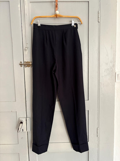 Vintage Black Wool High Waist Cropped Trousers — additional view 5