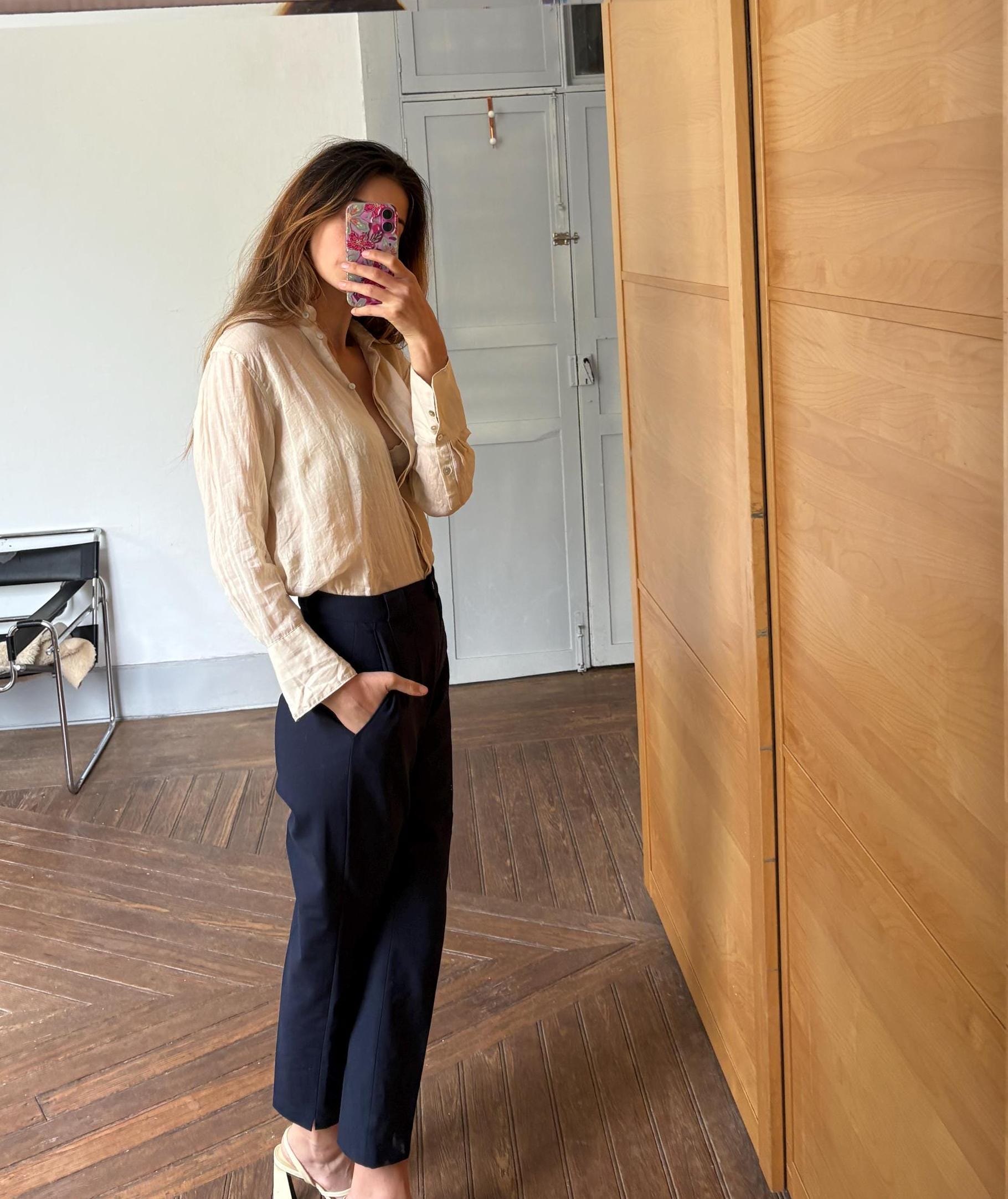 Vintage luxury black high waist cropped leg trousers, Dark academia style trousers, 100 % Pure wool High waist Elegant formal pants, XS