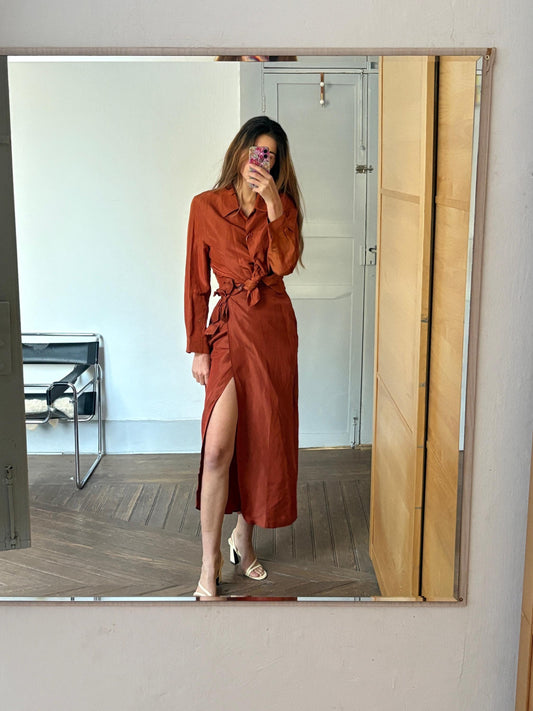 Vintage Penny Black Burnt Orange Silk Linen Two-Piece Set, Wedding Guest Outfit, Designer Skirt & Top, Unworn with Tags, Elegant Women