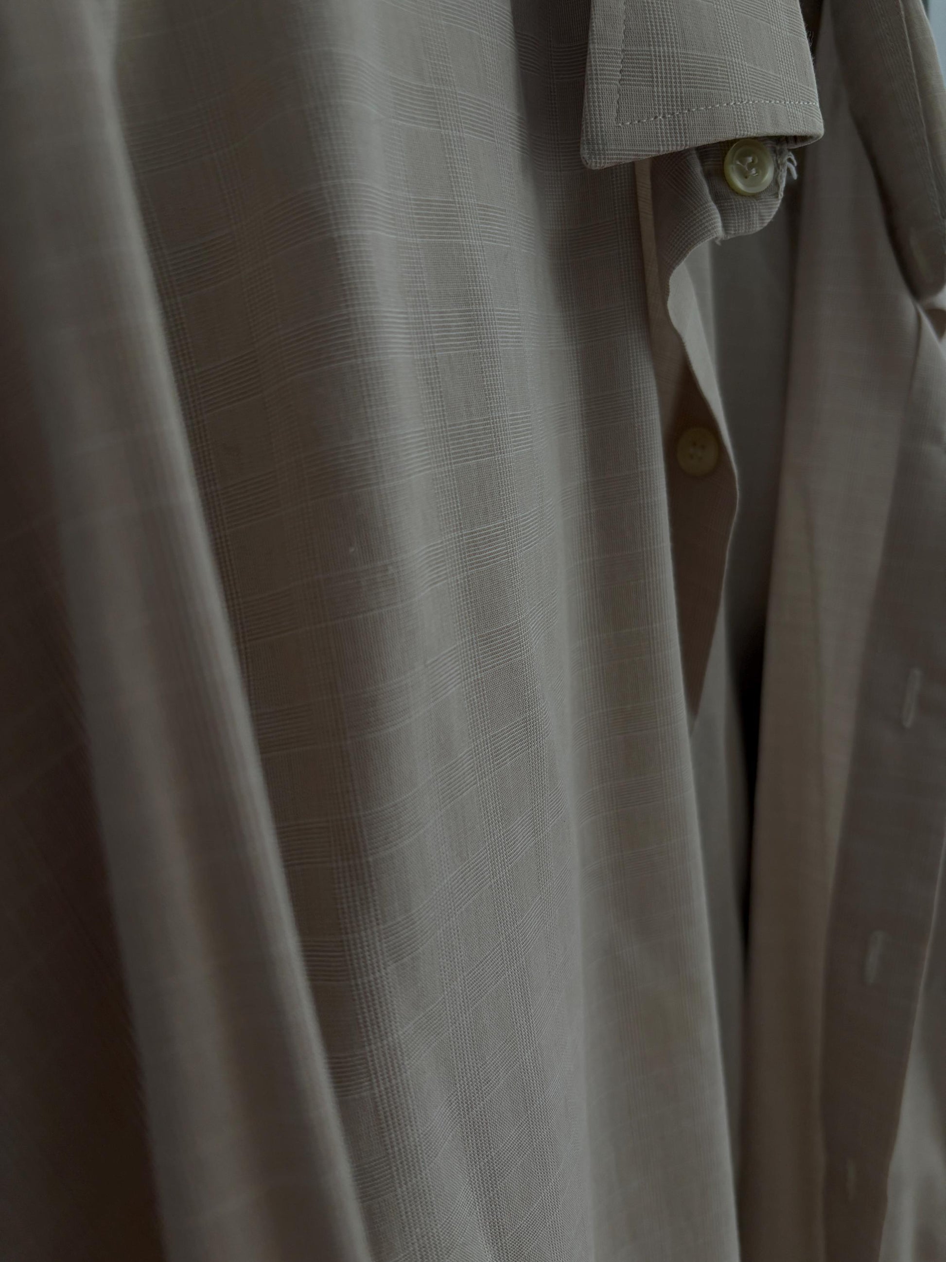 Vintage beige boyfriend oxford shirt, Luxury true vintage earthy oatmeal crisp oversized button down blouse, Scandinavian style, XXL