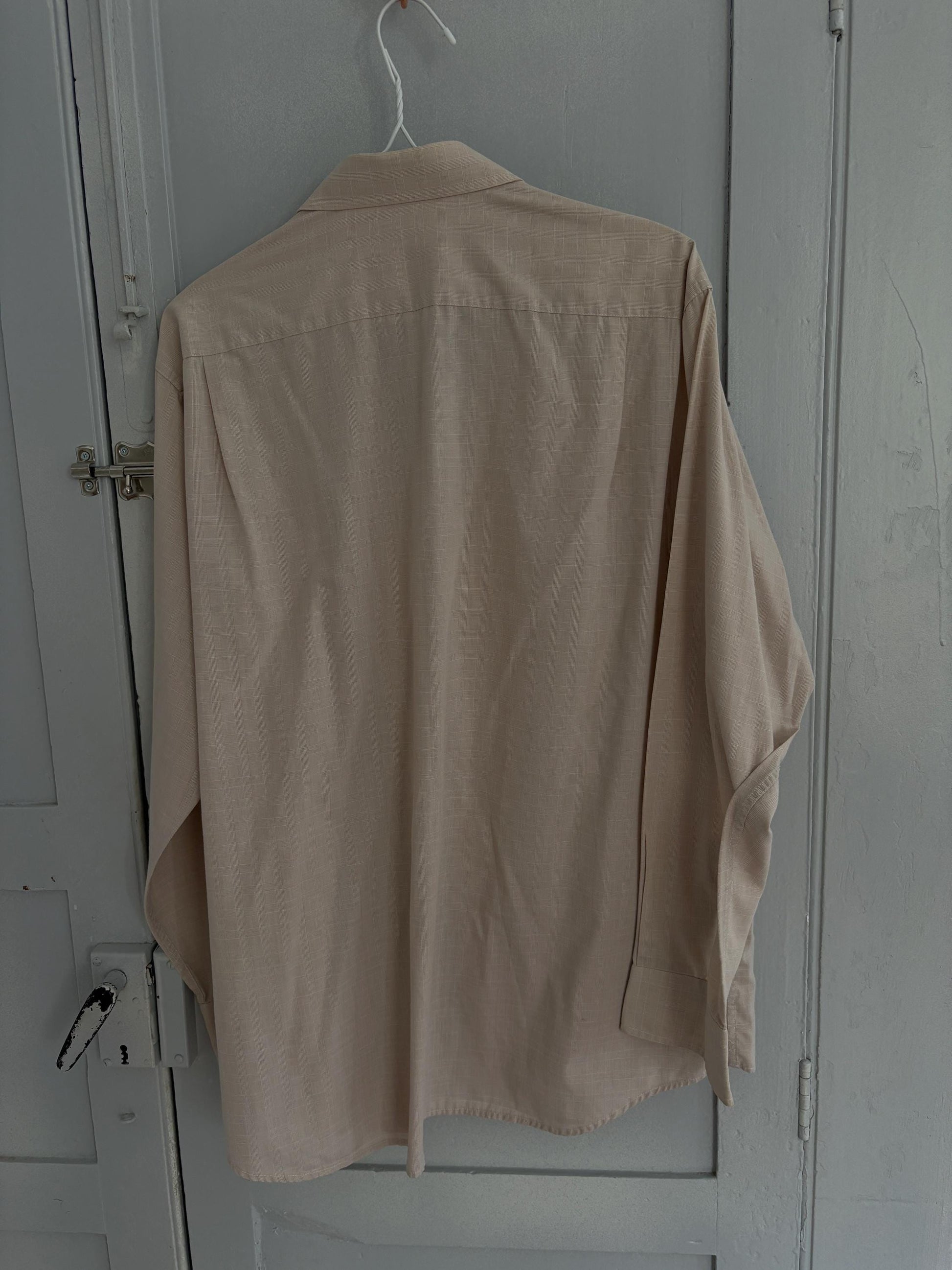 Vintage beige boyfriend oxford shirt, Luxury true vintage earthy oatmeal crisp oversized button down blouse, Scandinavian style, XXL