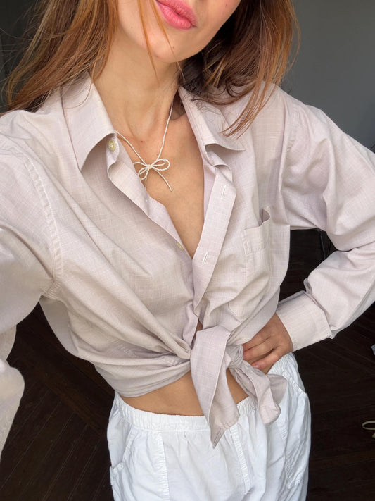 Vintage beige boyfriend oxford shirt, Luxury true vintage earthy oatmeal crisp oversized button down blouse, Scandinavian style, XXL