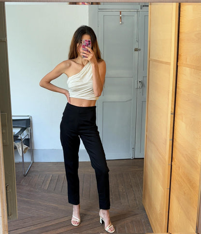 Black High Waist Italian Wool Trousers