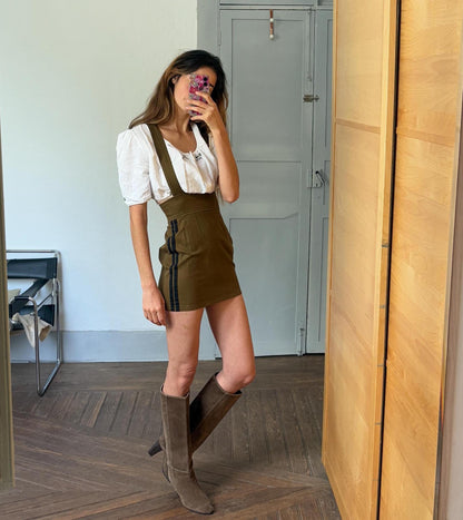 Vintage Stefanel Kaki Mini Skirt — back view