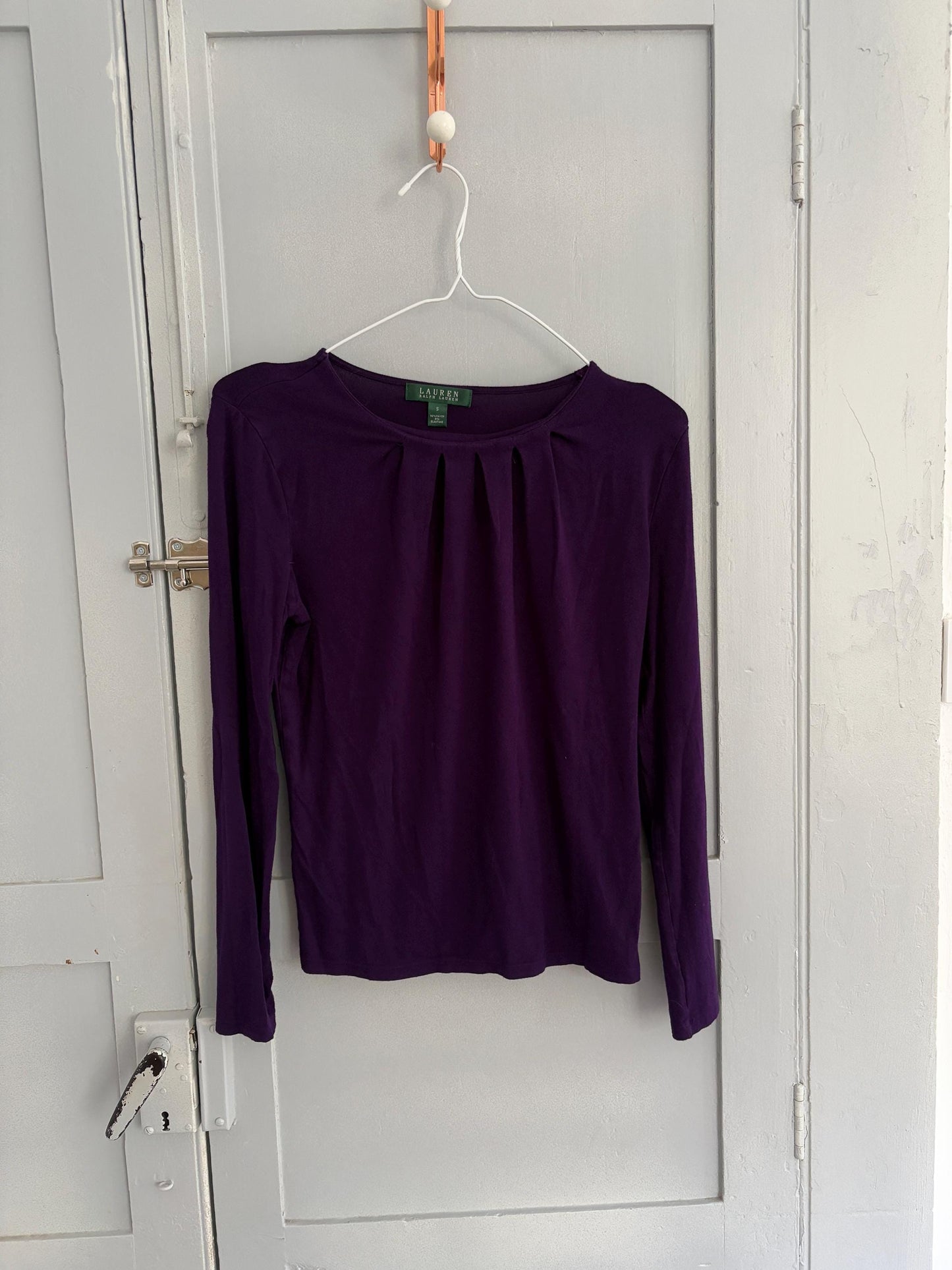 Vintage Lauren Ralph Lauren purple long sleeve woman shirt, Super soft raisin crew neck jersey, Size S